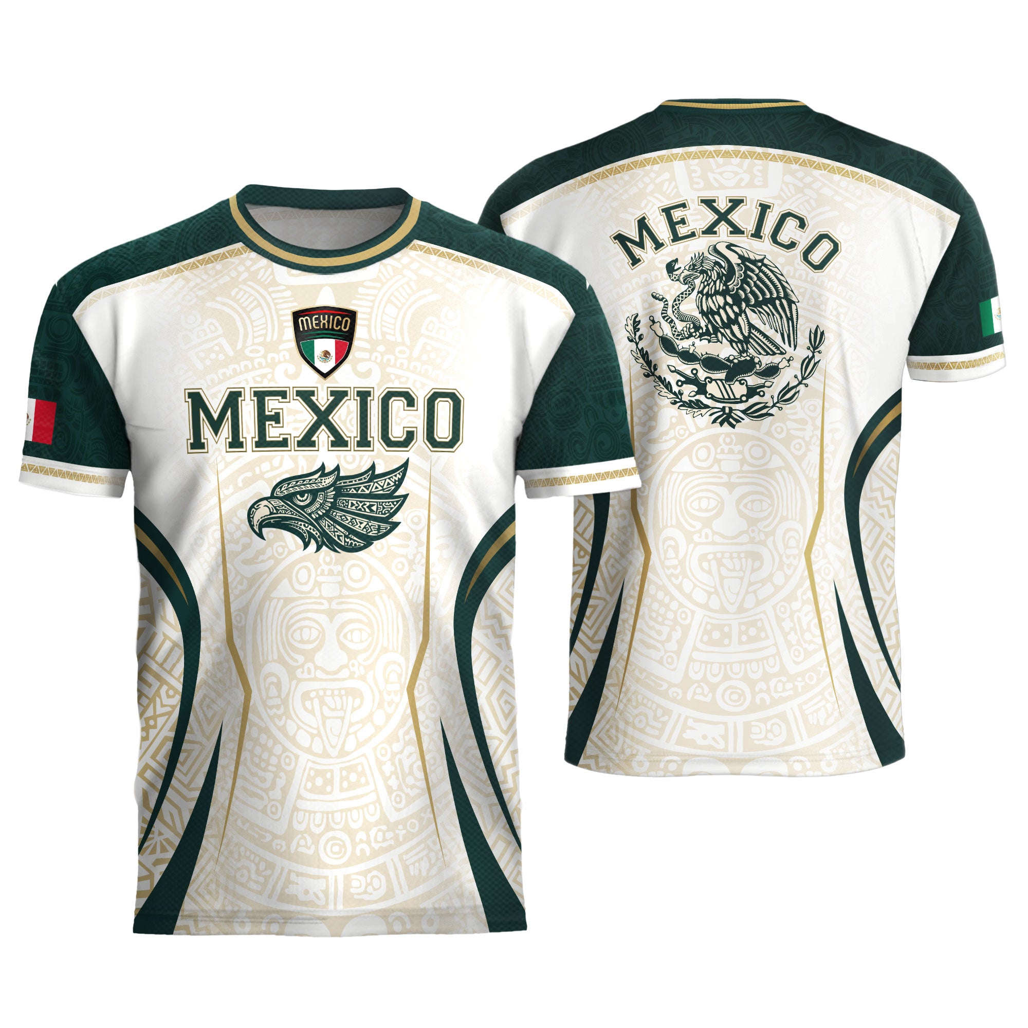 Mexico Green White Aztec Eagle Heritage Estados Unidos Mexicanos Soccer Jersey