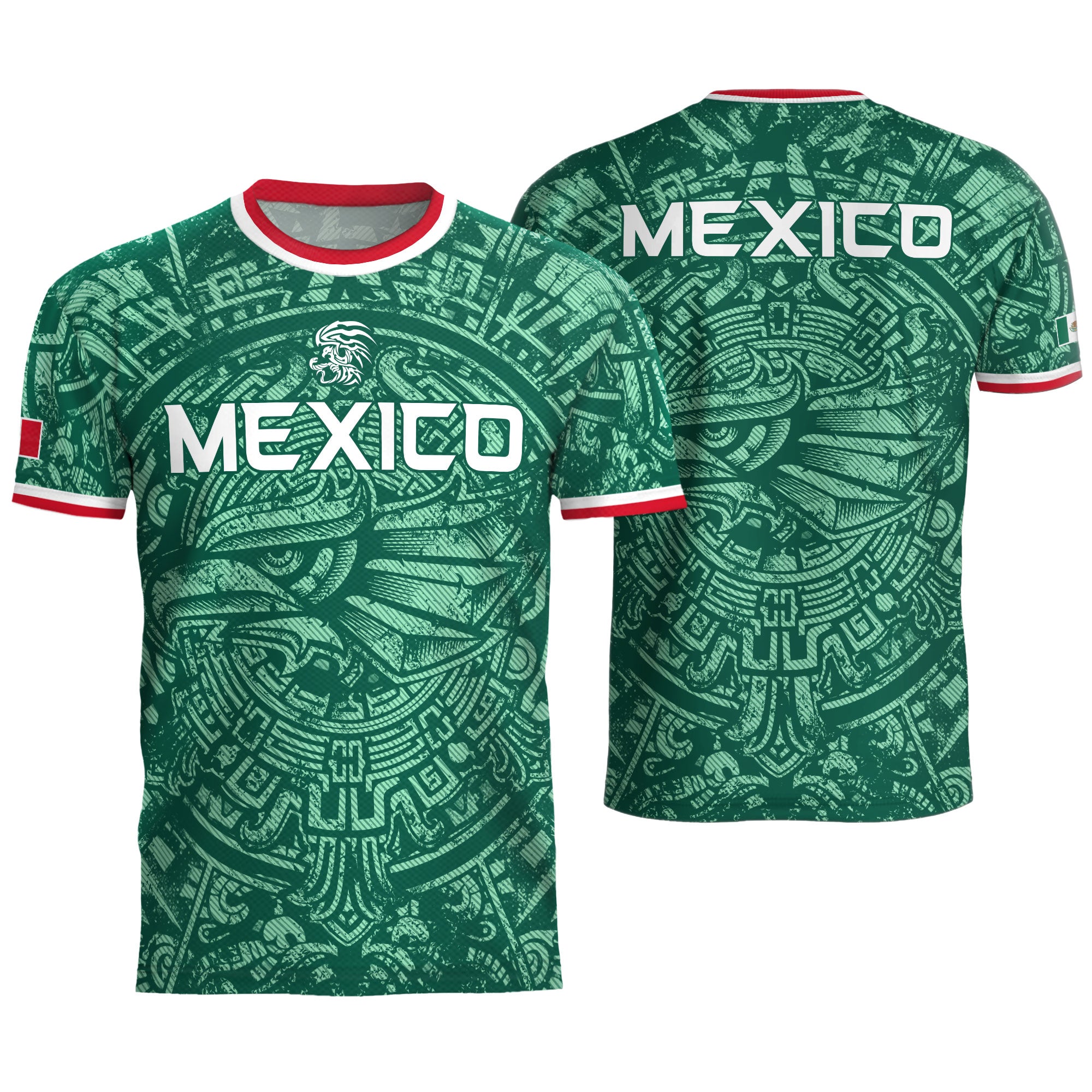 Represent Mexico Soccer Jersey Aztec Eagle Print - Ancient Eagle Heritage Football Shirt Men Gift