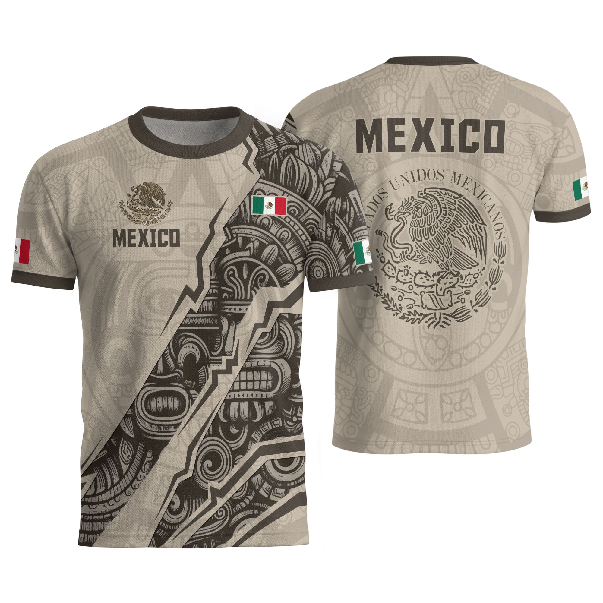 Camiseta de fútbol de la herencia del guerrero azteca del águila dorada negra de México