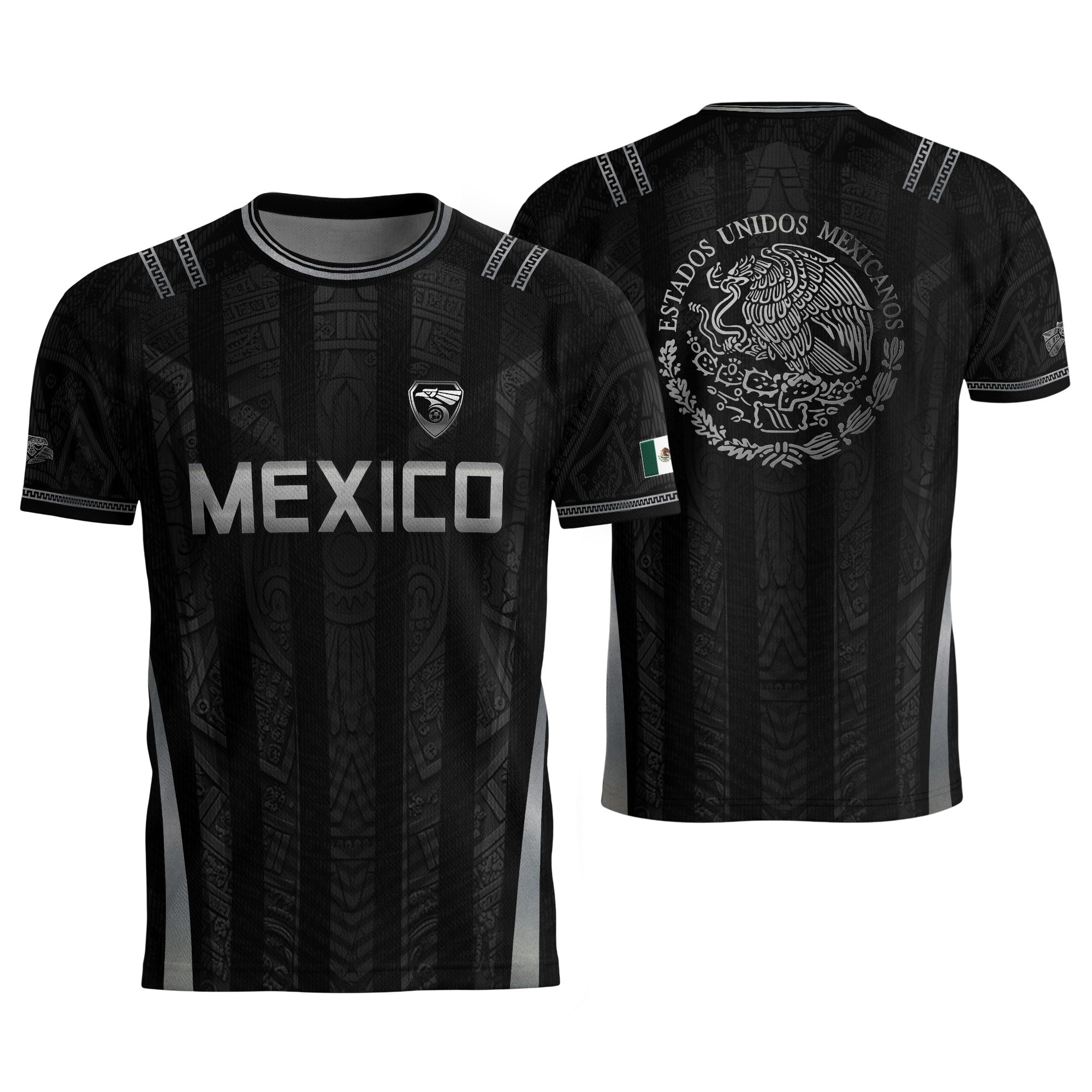 Mexico Soccer Jersey Men Black Aztec Eagle Crest Mexican Football Shirt