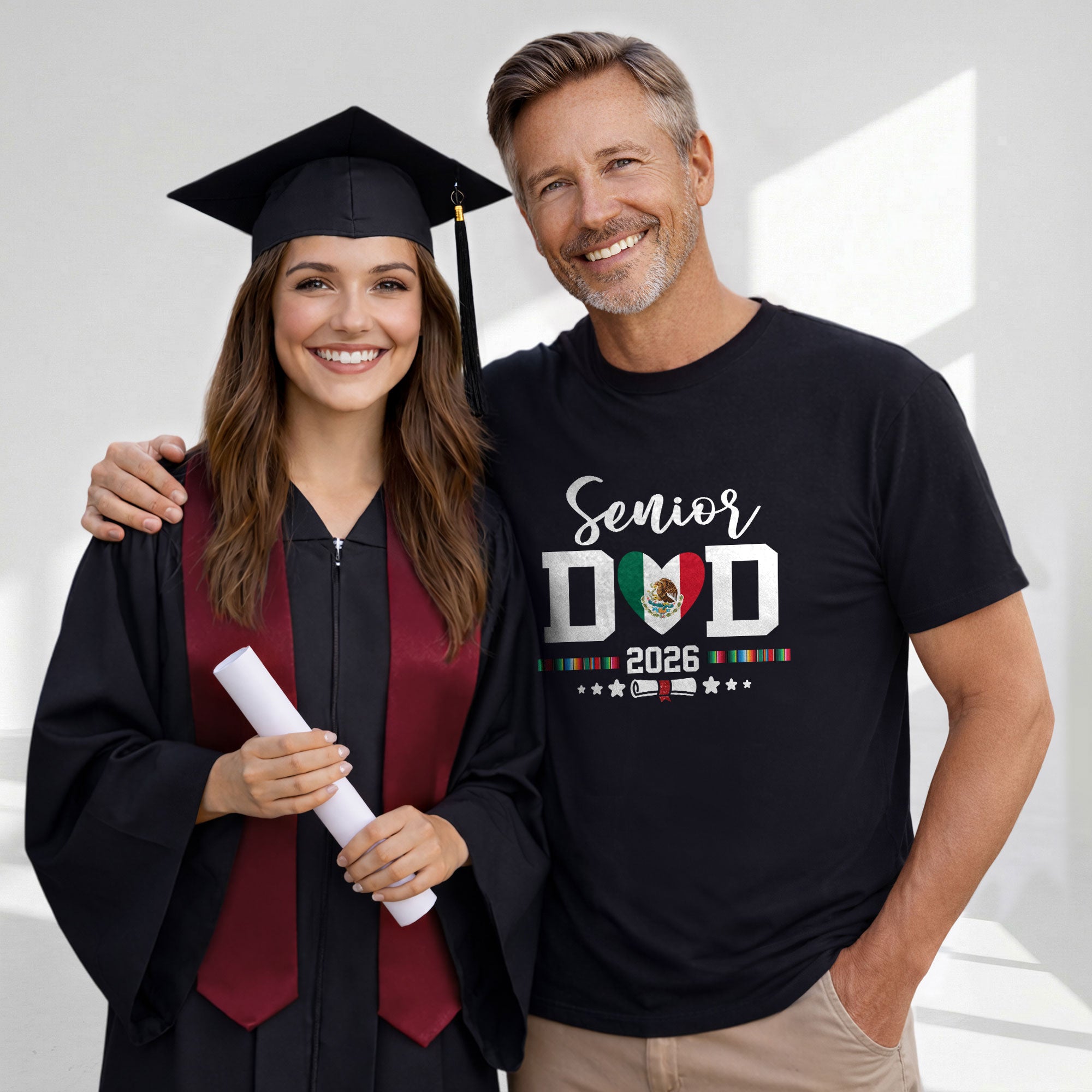 Senior Family 2026 Mexico Flag Heart Shirt - Proud Mexican Serape Graduation Tee