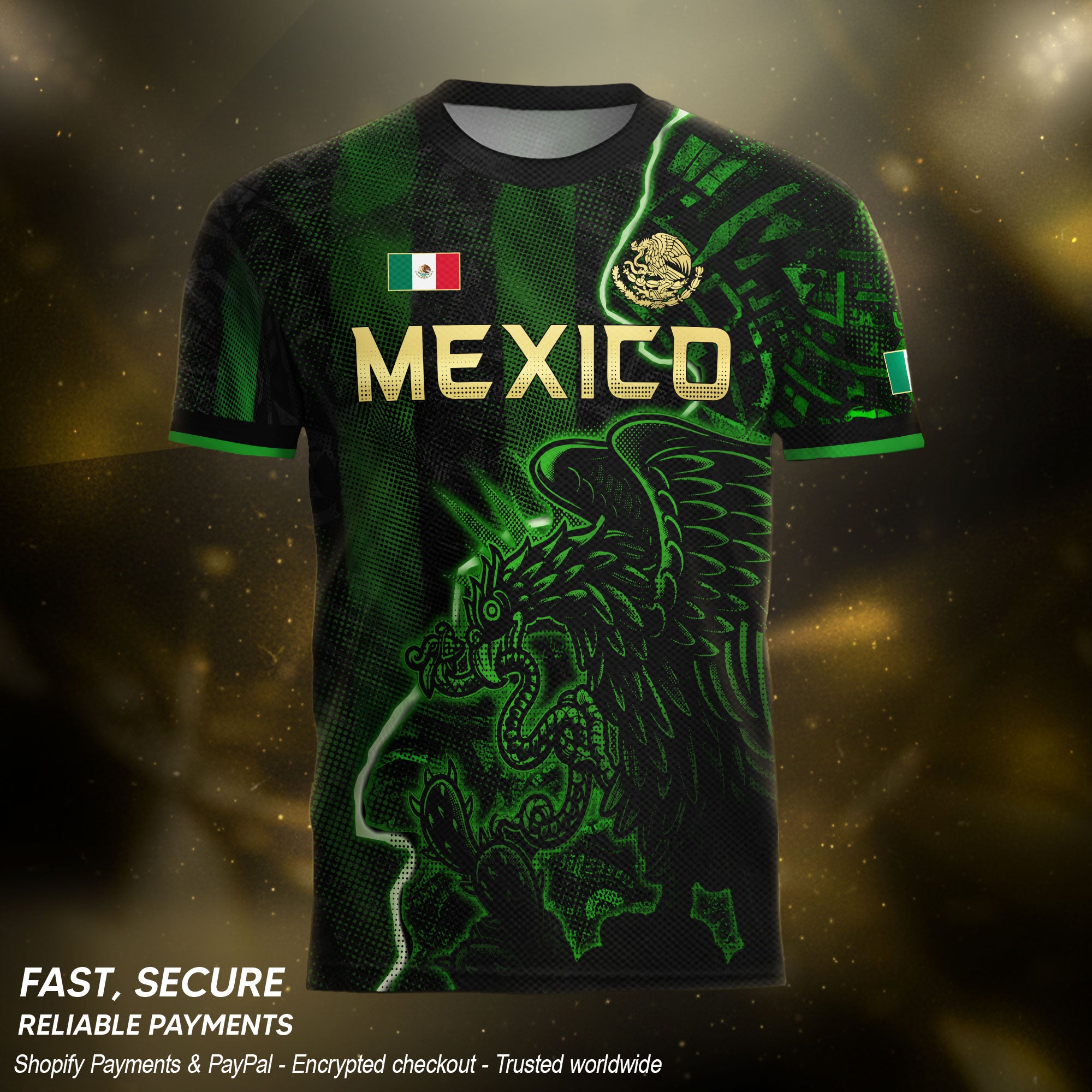 Mexico Soccer Jersey Green Black Electric Eagle - Mexico National Team Fan Heritage Shirt For Men, For Women
