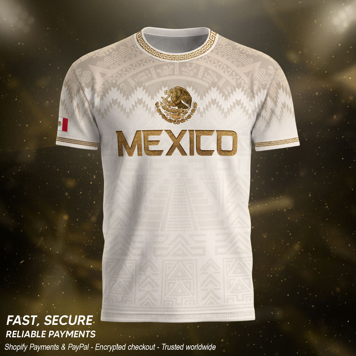 Men's Cream Beige Mexico Eagle Graphic T-Shirt – Aztec Inspired Heritage Print Tee