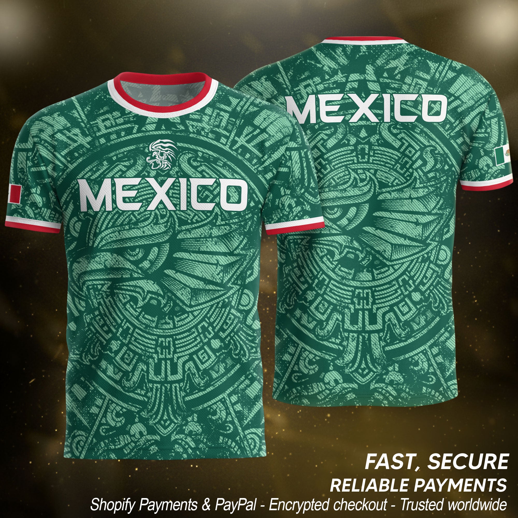 Represent Mexico Soccer Jersey Aztec Eagle Print - Ancient Eagle Heritage Football Shirt Men Gift