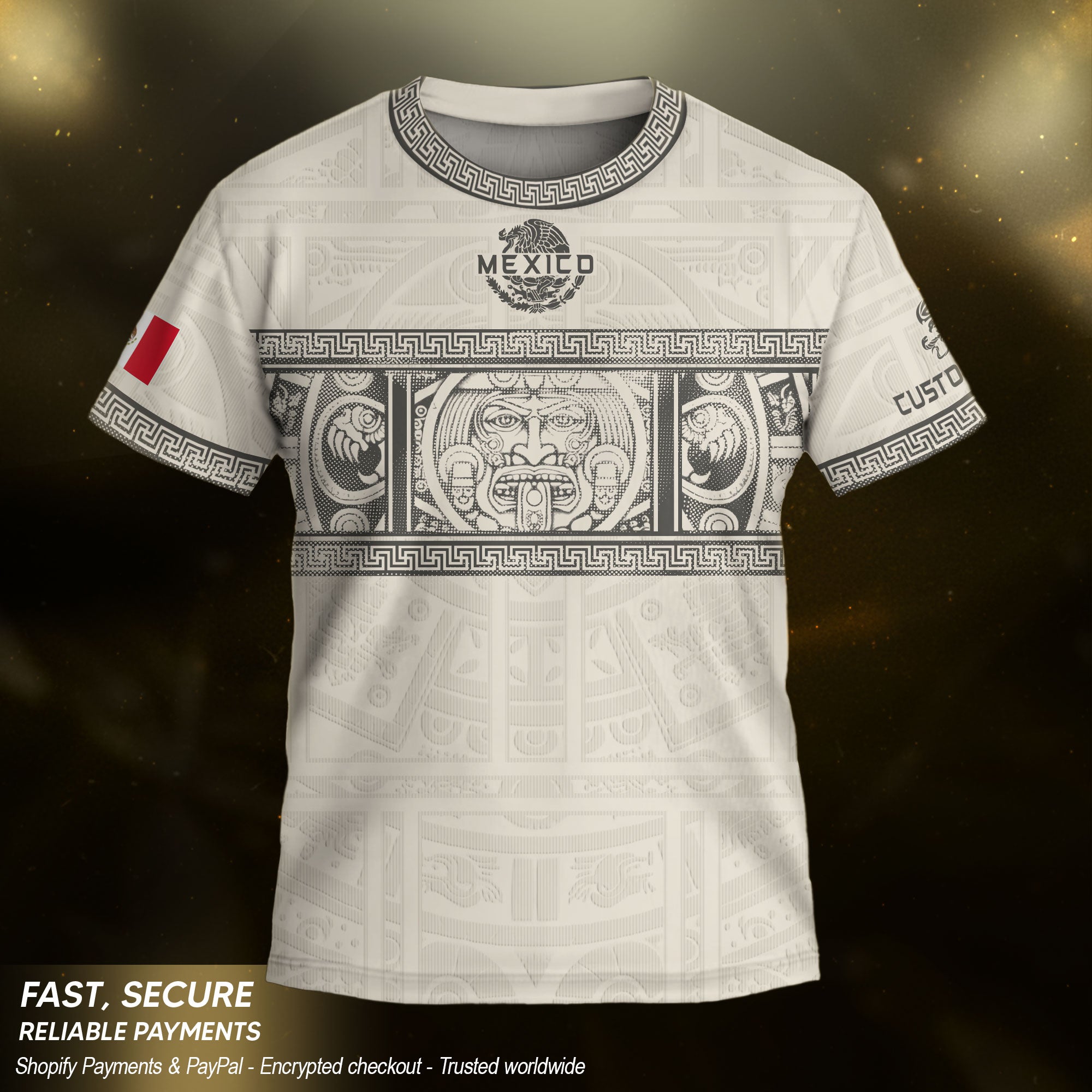 Custom Kid Mexico Soccer Jersey Sand Color Aztec Graphic Team Training Shirt