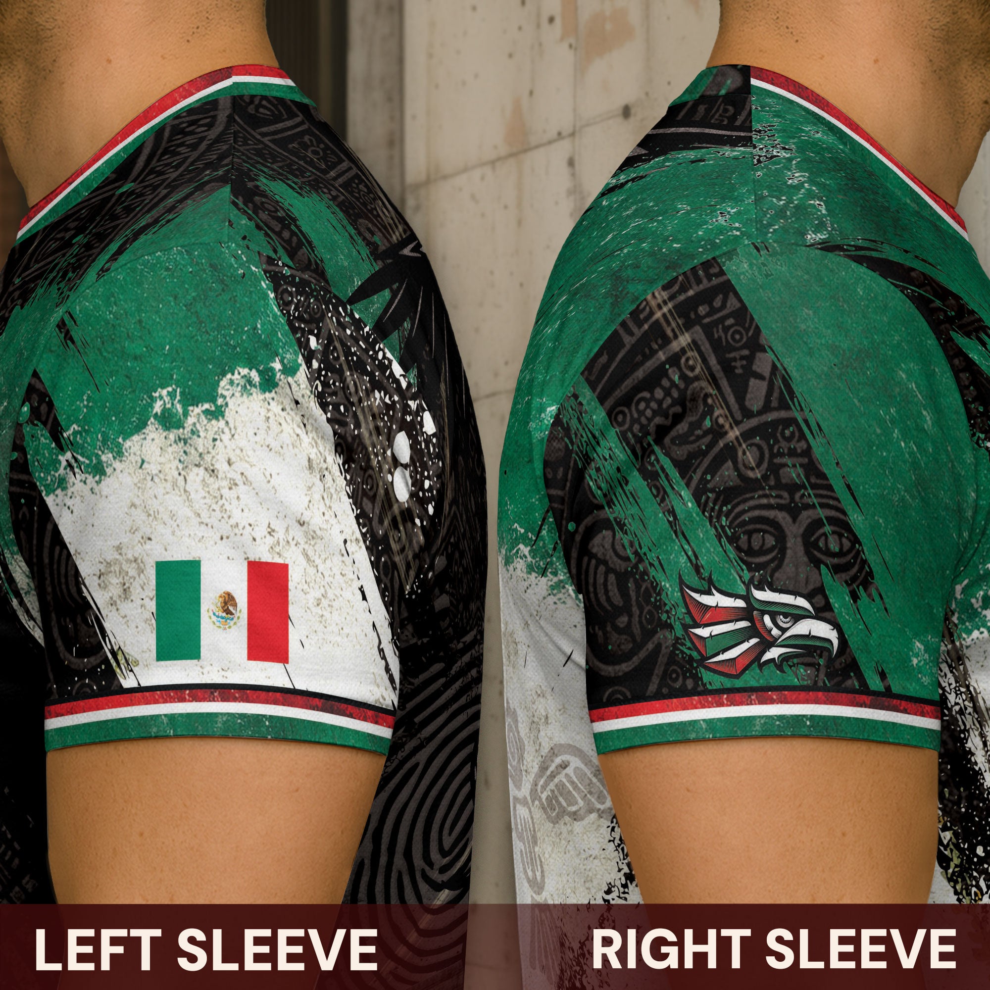 Mexico T-Shirt All Over Print Aztec Eagle Mexican Flag Shirt Men Graphic Tee