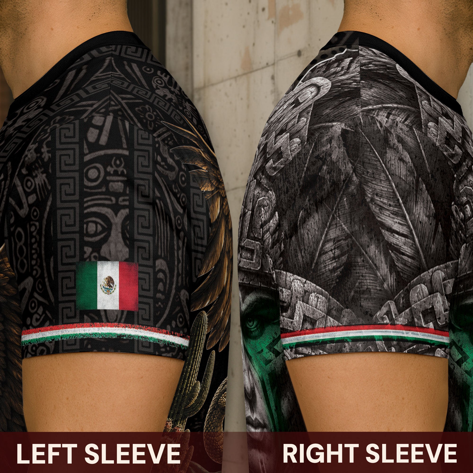 Mexico T-Shirt Aztec Warrior Mayan Pyramid Eagle Serpent Graphic Tee Shirt