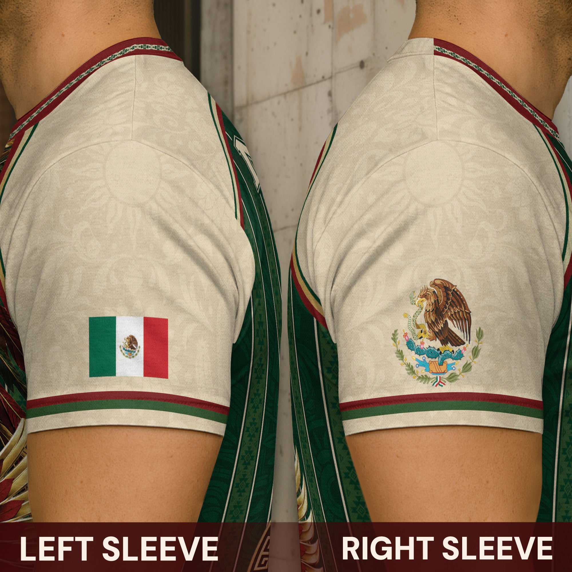 Camiseta con la bandera de México, Guadalupe, herencia floral azteca, legado del orgullo nacional
