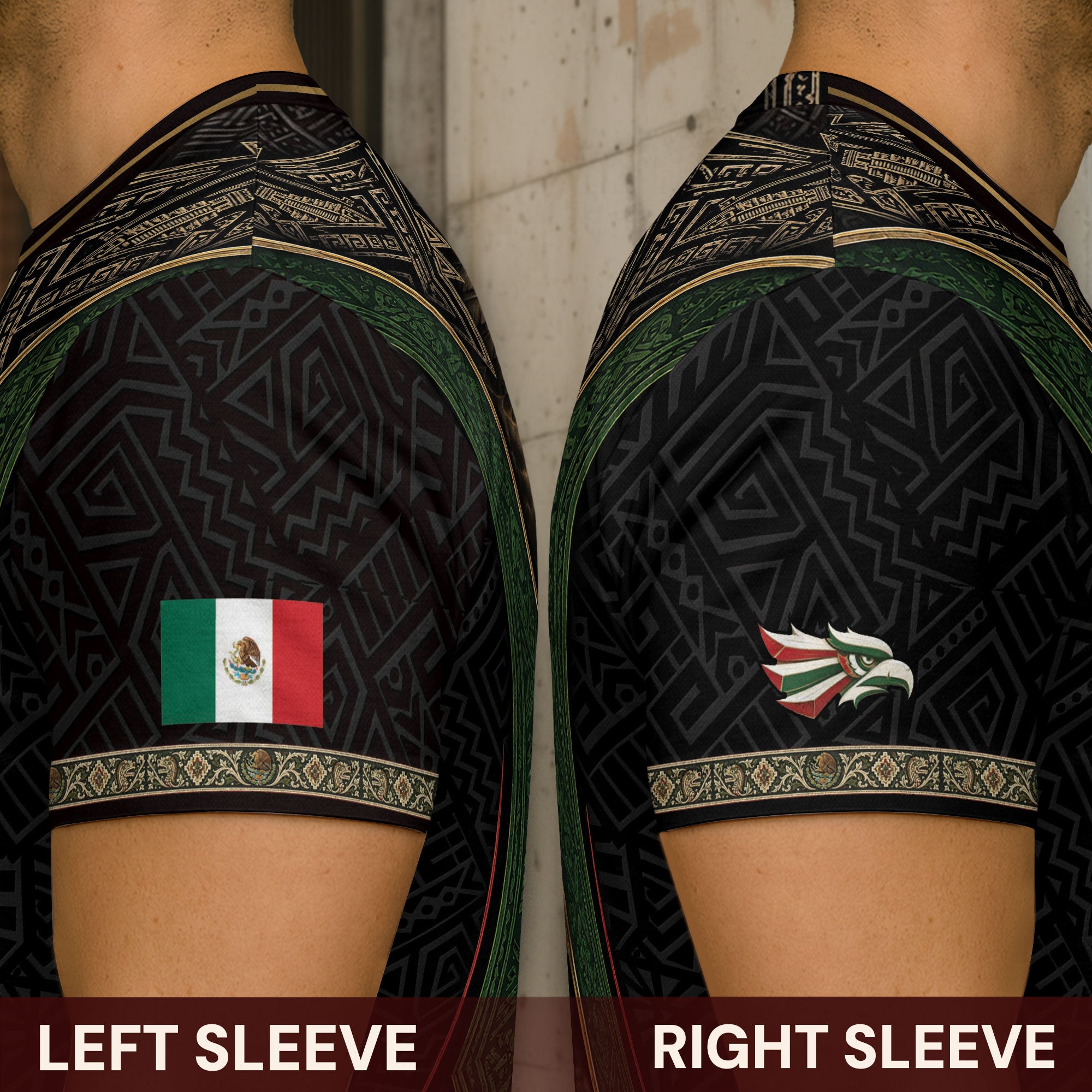Camiseta con la bandera de México, Guadalupe, herencia floral azteca, legado del orgullo nacional