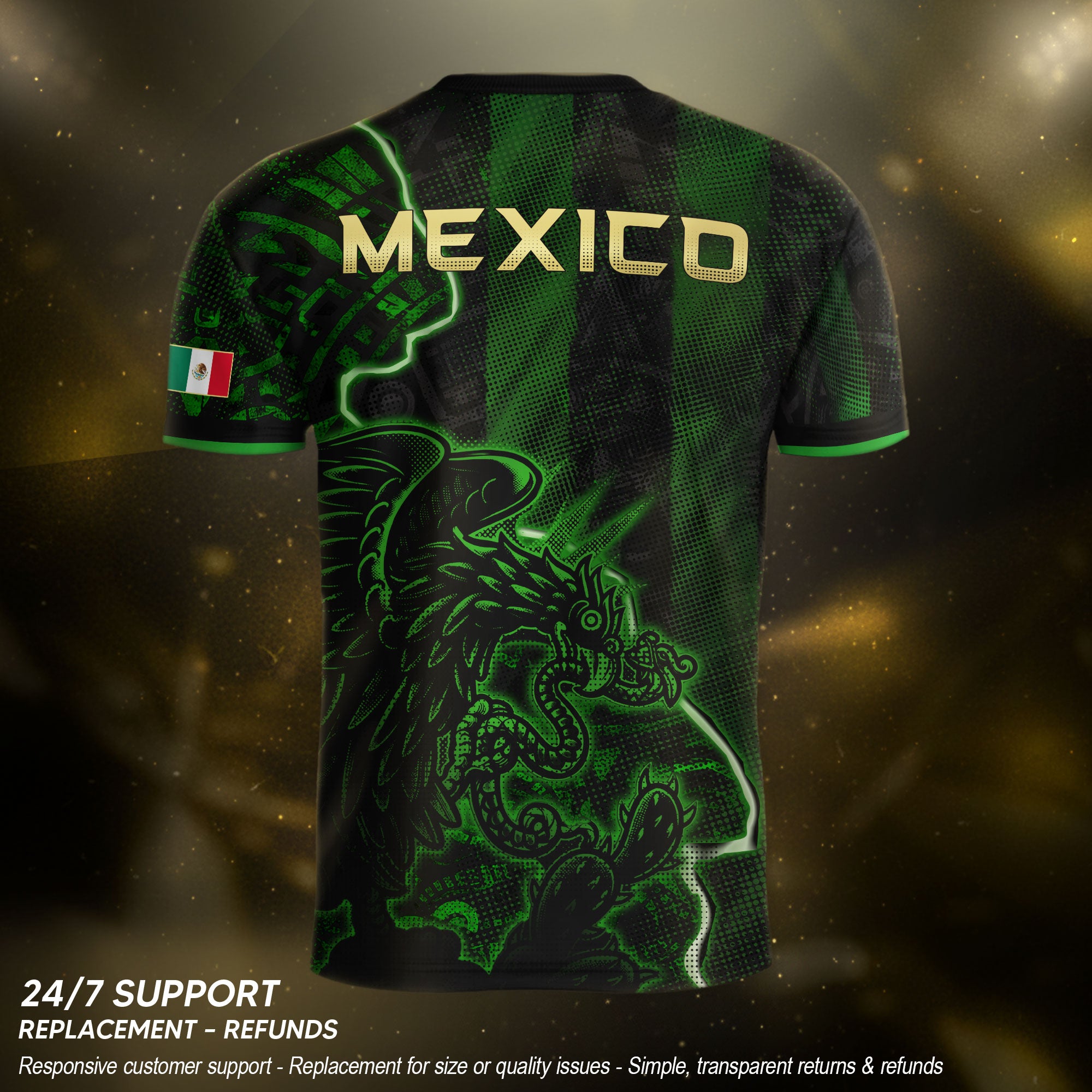 Mexico Soccer Jersey Green Black Electric Eagle - Mexico National Team Fan Heritage Shirt For Men, For Women