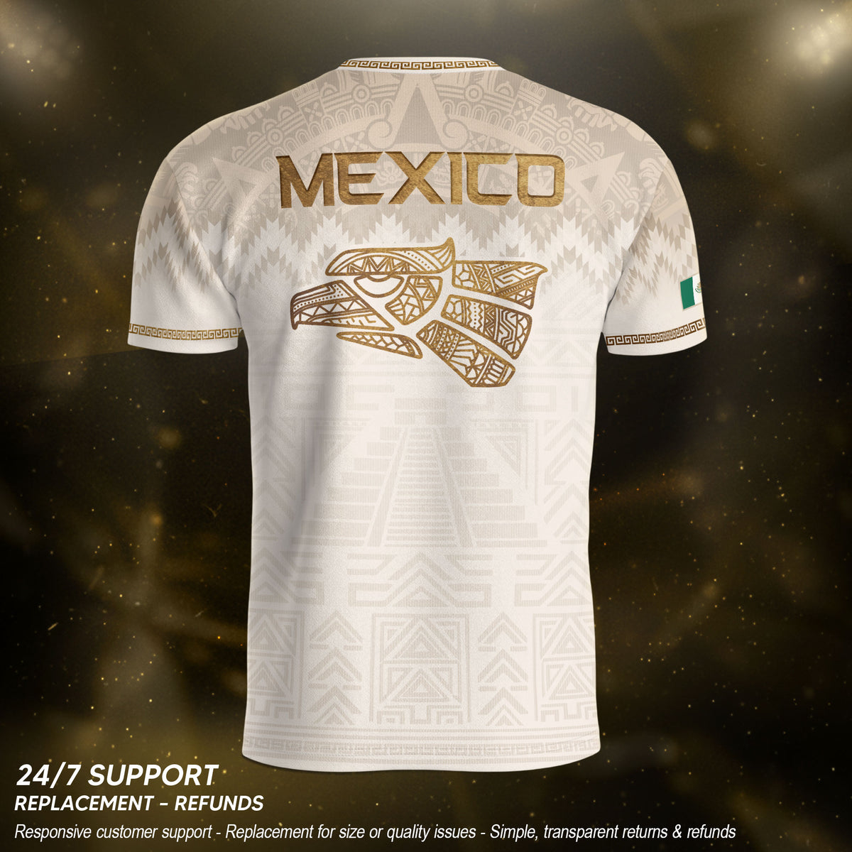 Men's Cream Beige Mexico Eagle Graphic T-Shirt – Aztec Inspired Heritage Print Tee