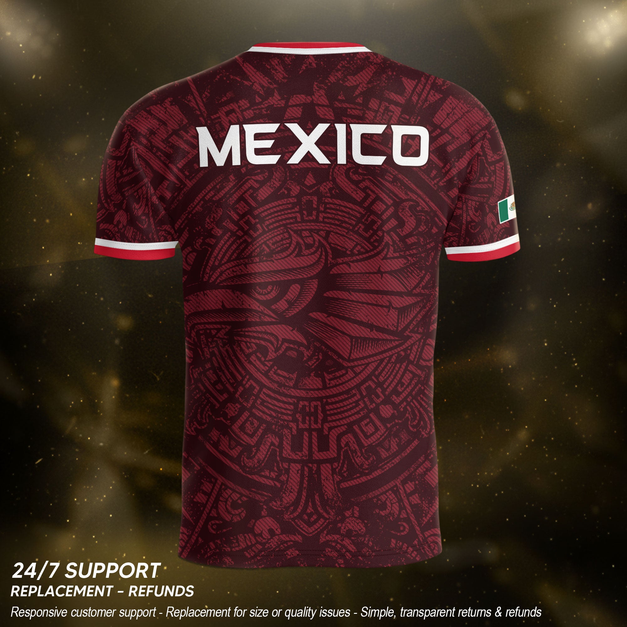 Men's Burgundy Mexico Aztec Eagle Graphic T-Shirt – Tribal Heritage Mexico Print Tee