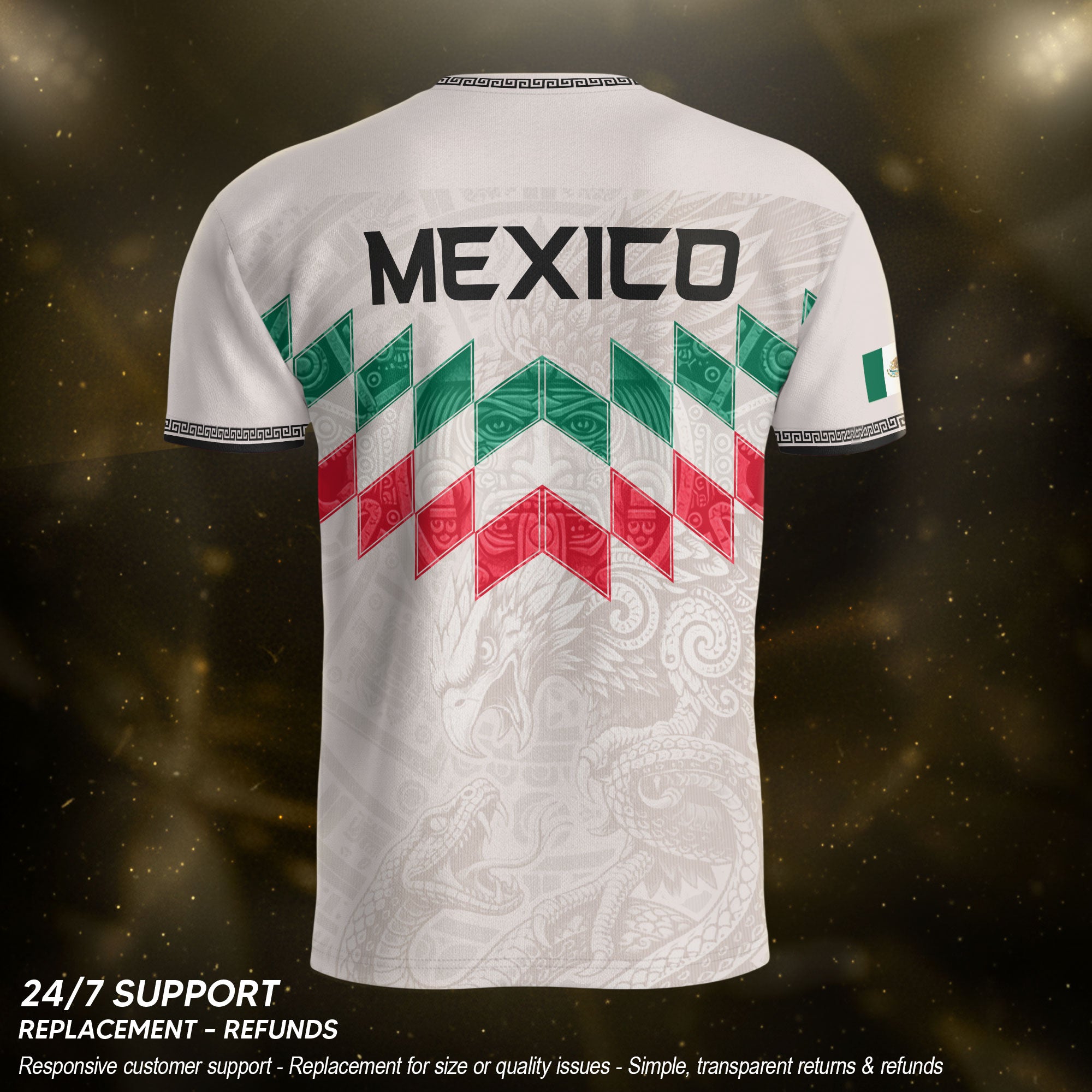Mexico Soccer Jersey White Chevron Aztec - Mexico National Team Fan Heritage Shirt