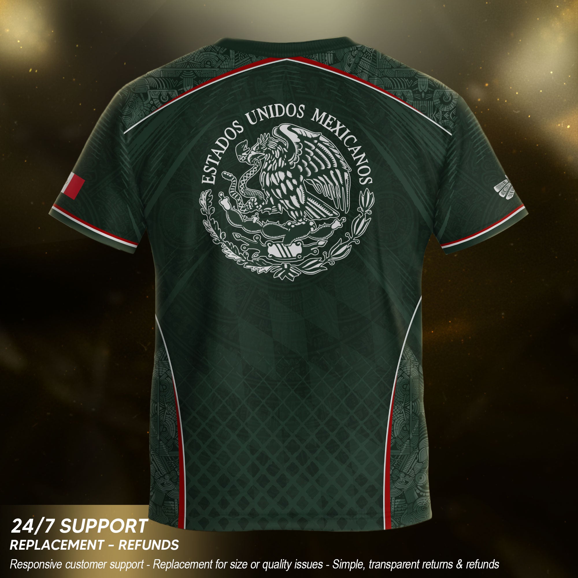 Youth Mexico Soccer Jersey Green National Coat of Arms Aztec Heritage Football Shirt Set