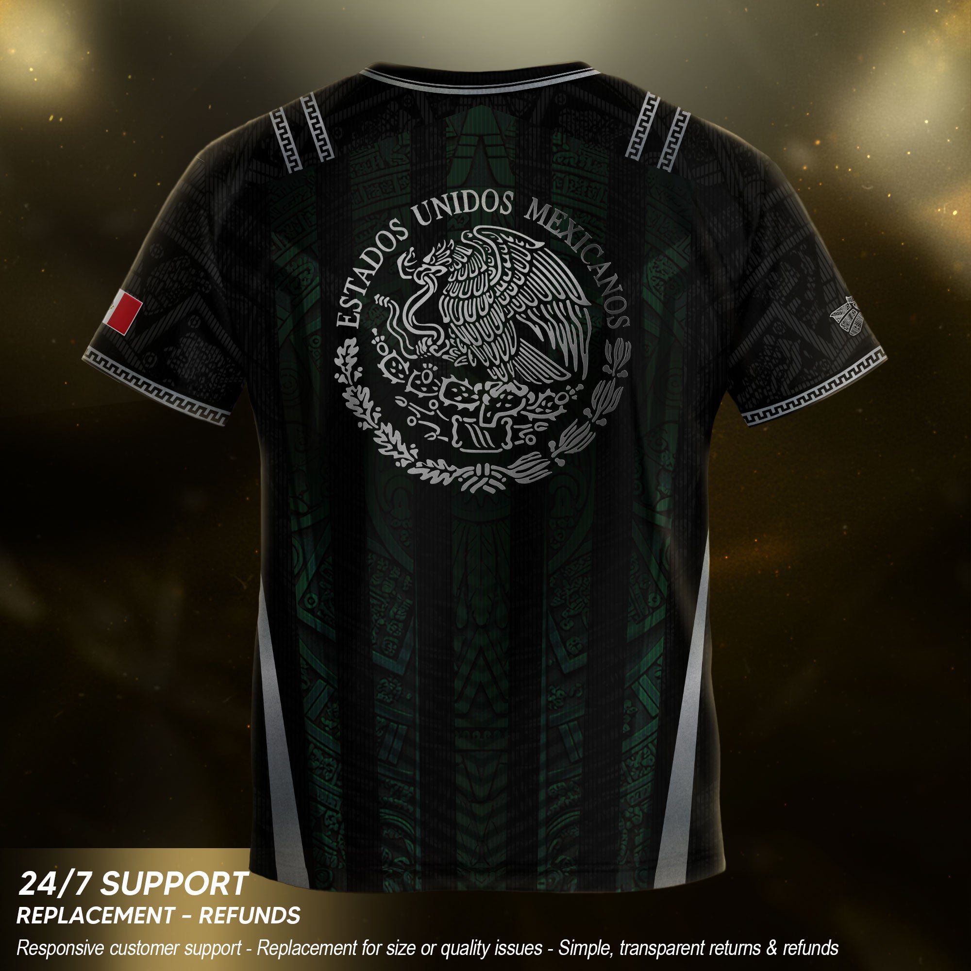 Mexico Soccer Jersey Black Green National Coat of Arms Heritage Football Shirt Set