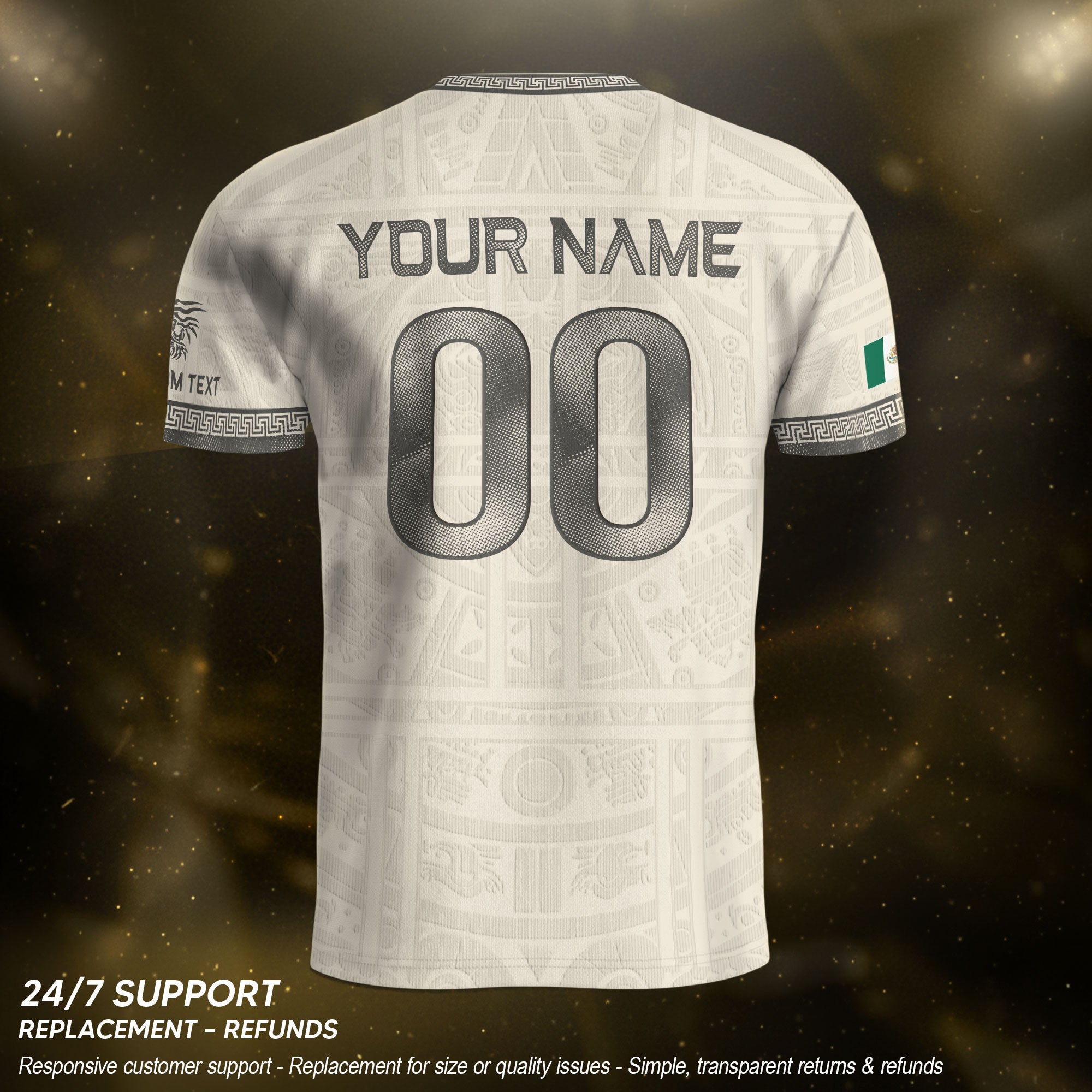 Custom Mexico Soccer Jersey Sand Aztec Calendar Culture Men Mexican Football Shirt