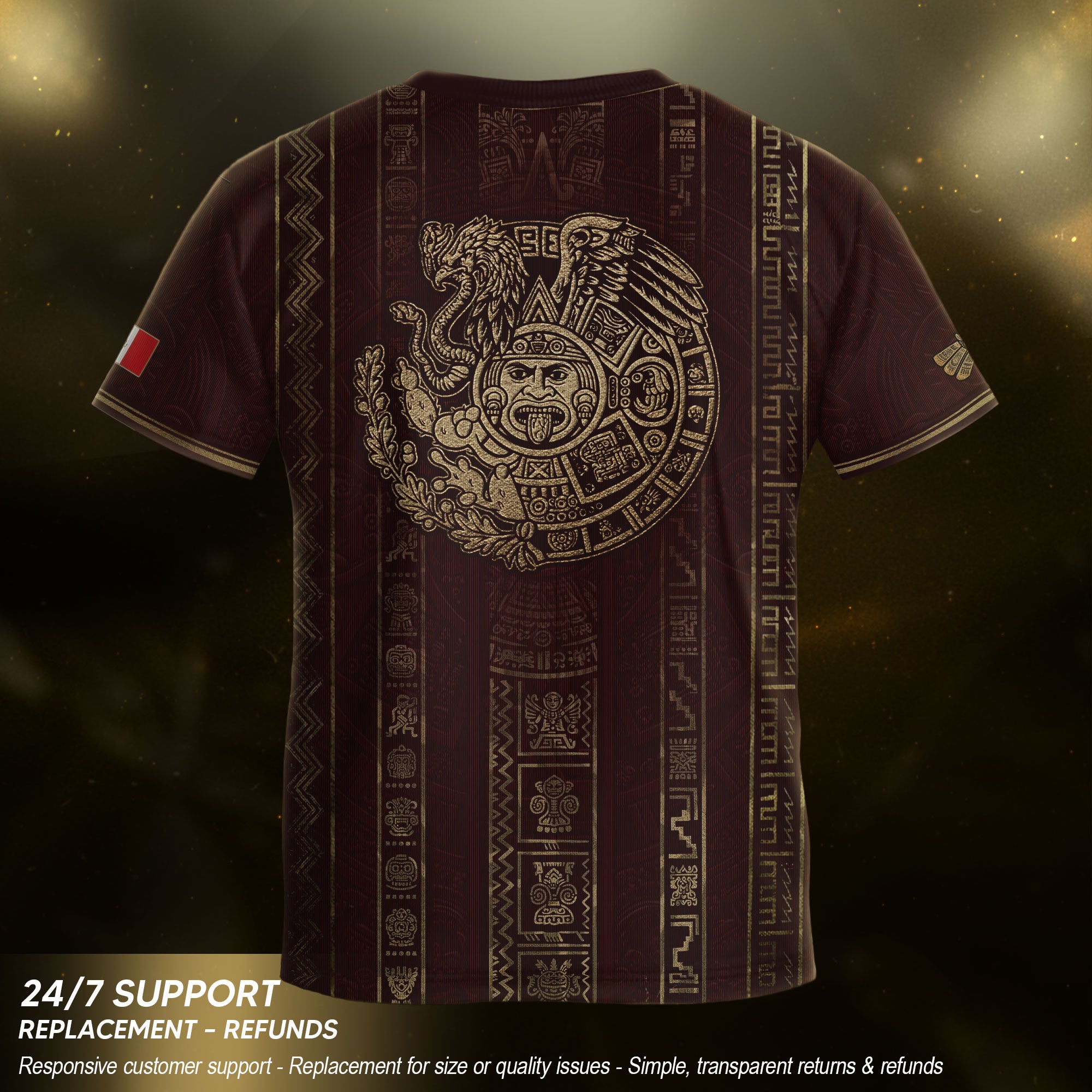 Mexico Youth Soccer Jersey Maroon Aztec Kids Football Shirt Vintage Heritage Sportswear