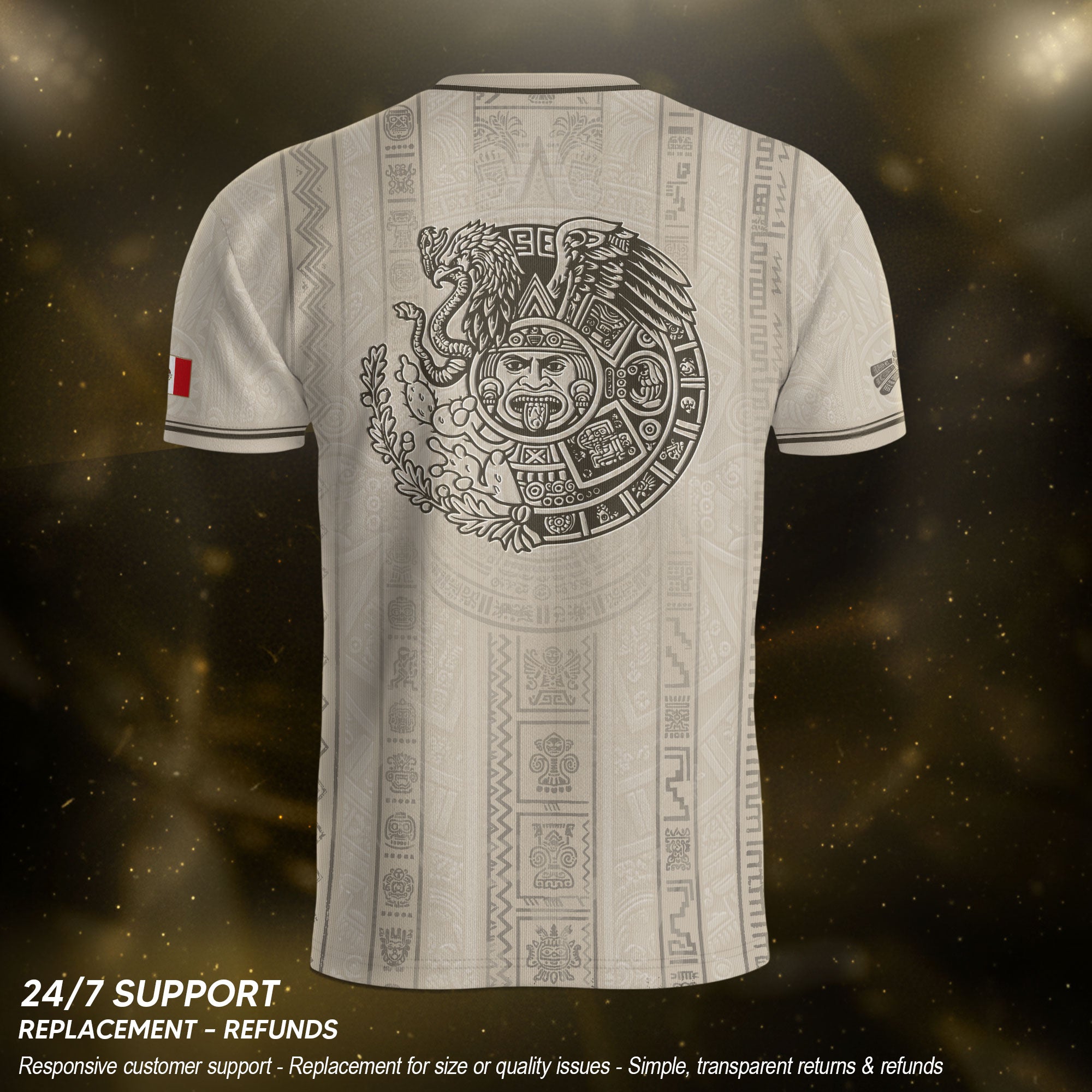 Mexico Soccer Jersey Men White Aztec Pattern Football Shirt Classic Fan Apparel