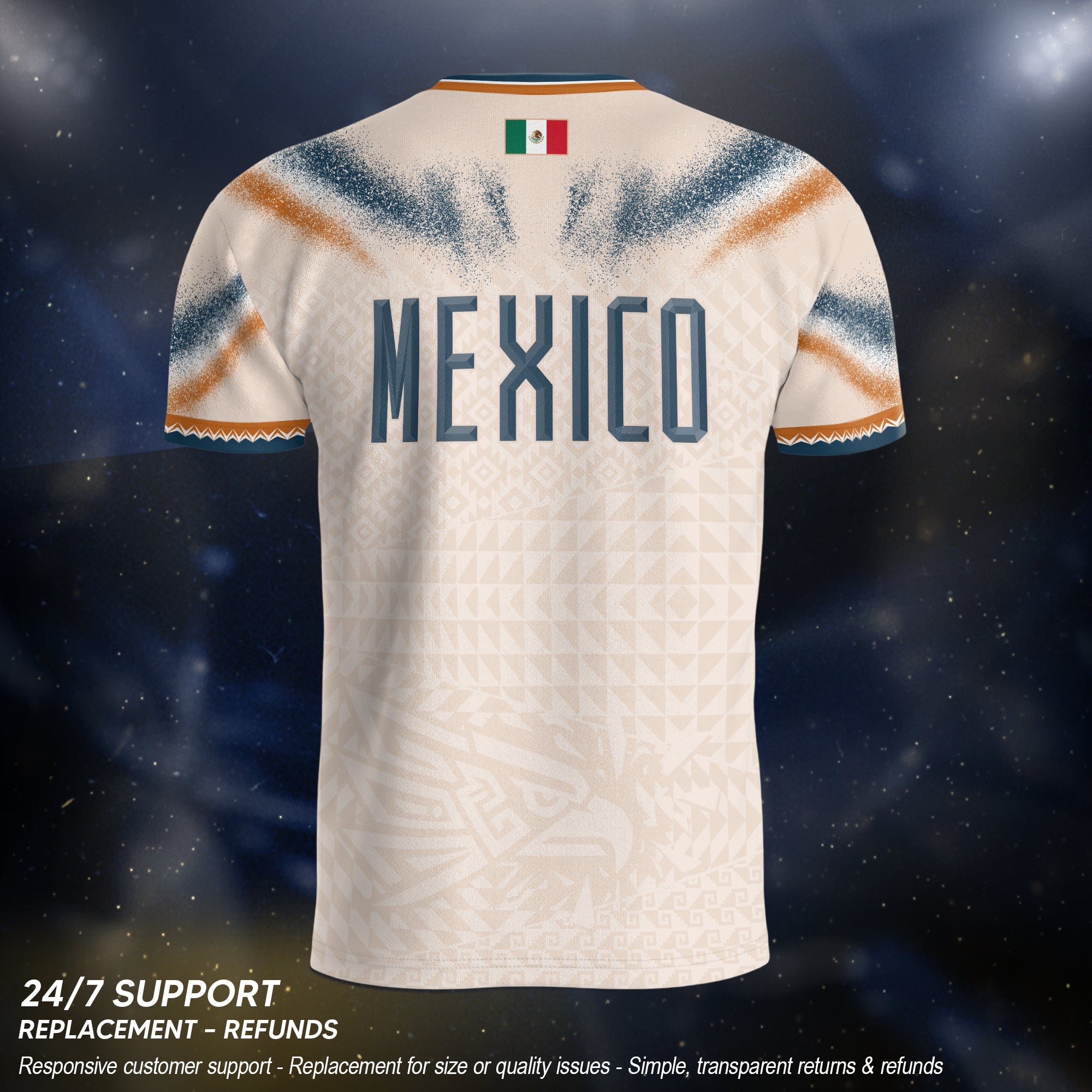 Mexico Soccer Shirt Beige Breathable Fabric Graphic Print Sport Training Jersey Tee