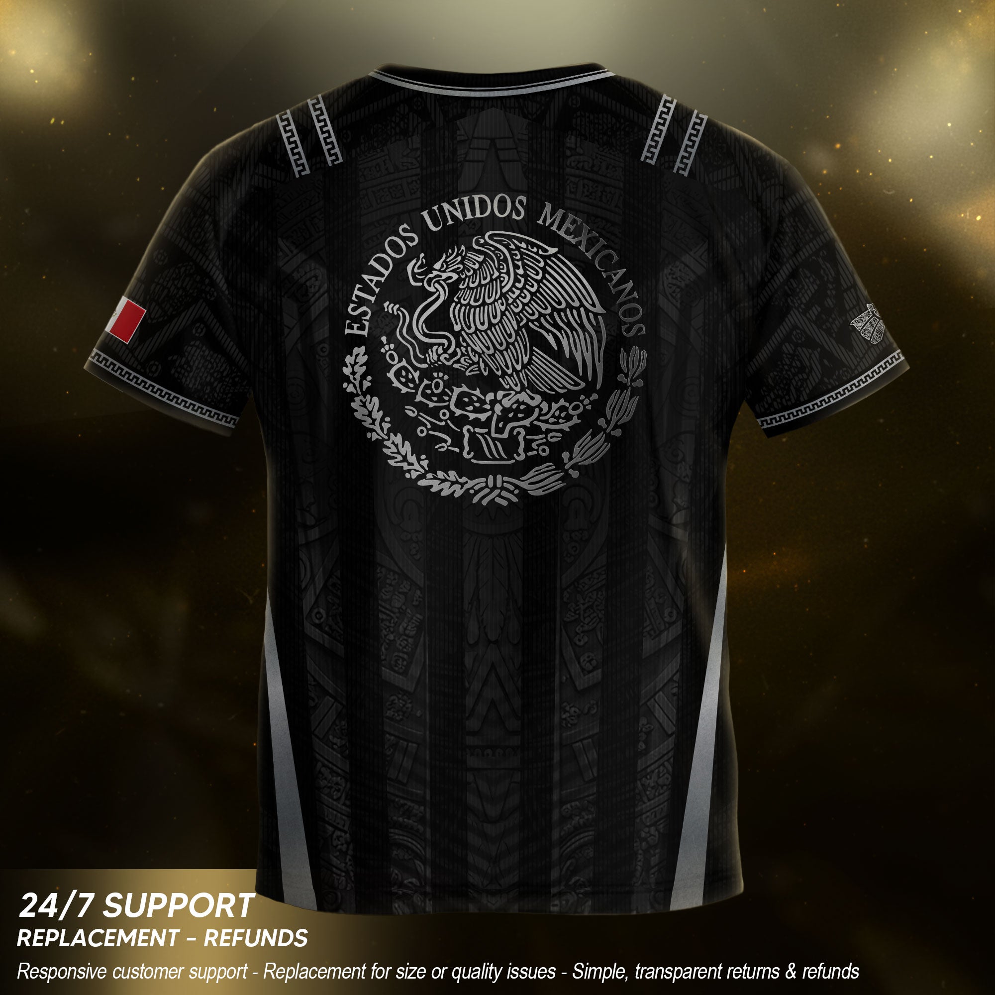 Black Mexico Soccer Jersey Youth Tribal Eagle Football Shirt Premium Sports Top
