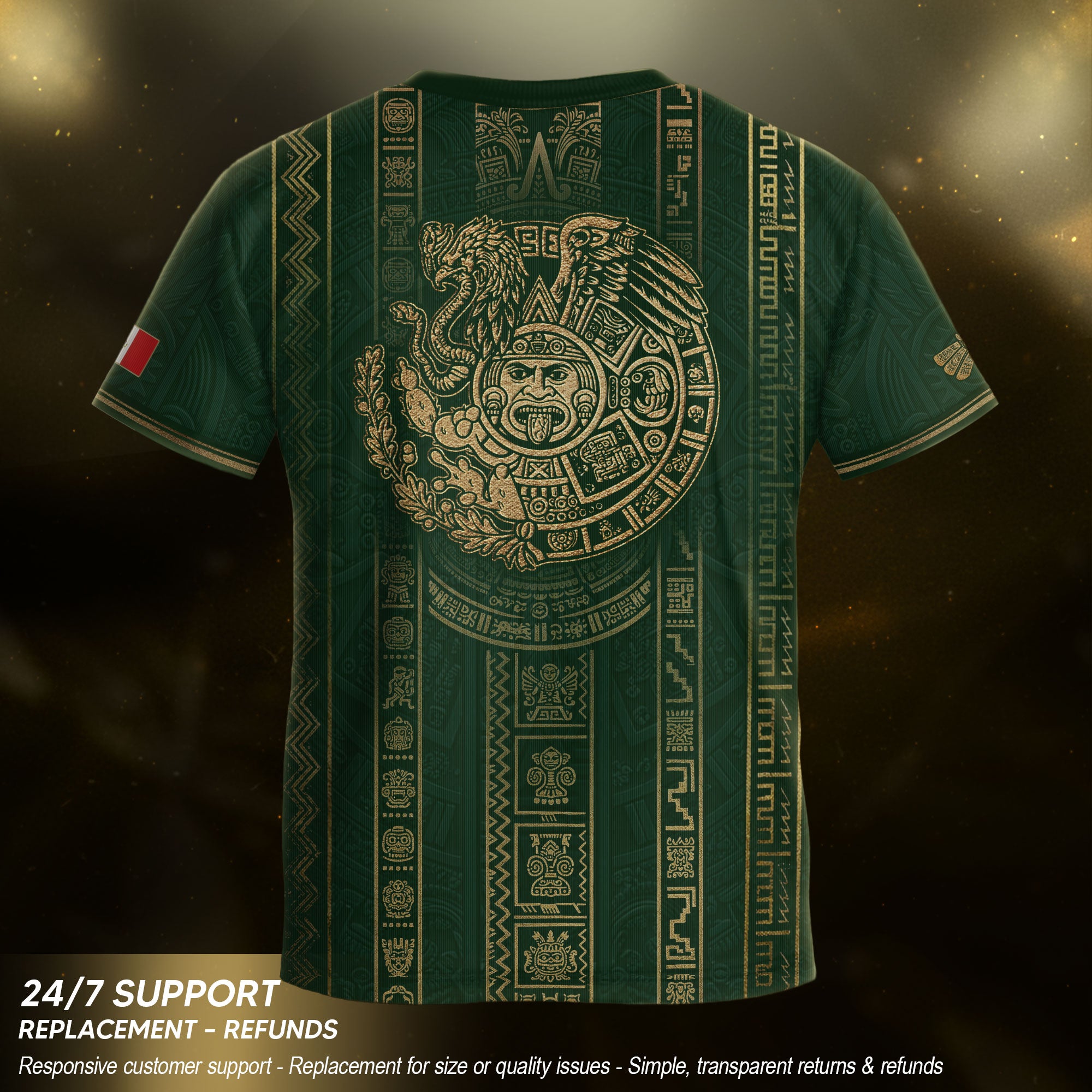 Camiseta de fútbol juvenil con estampado vertical del Águila Dorada Negra de México