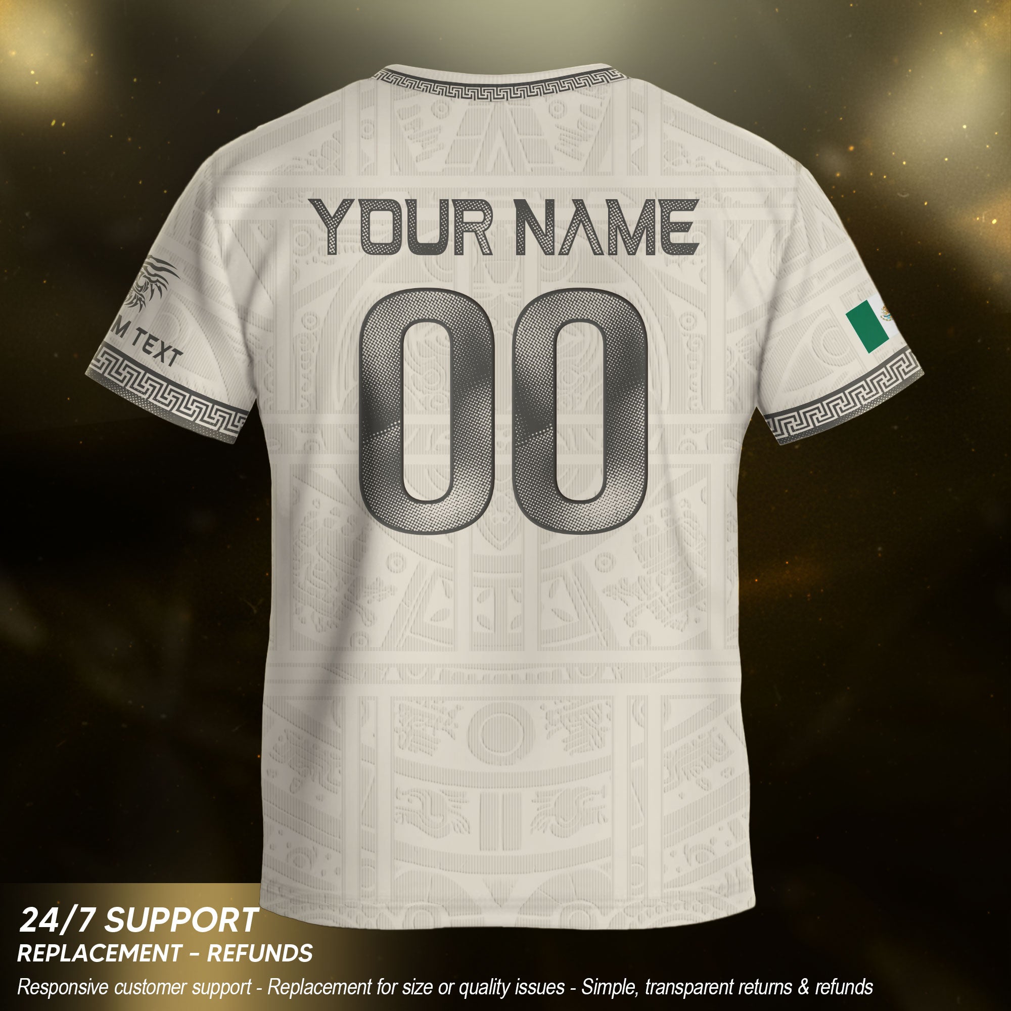 Custom Kid Mexico Soccer Jersey Sand Color Aztec Graphic Team Training Shirt