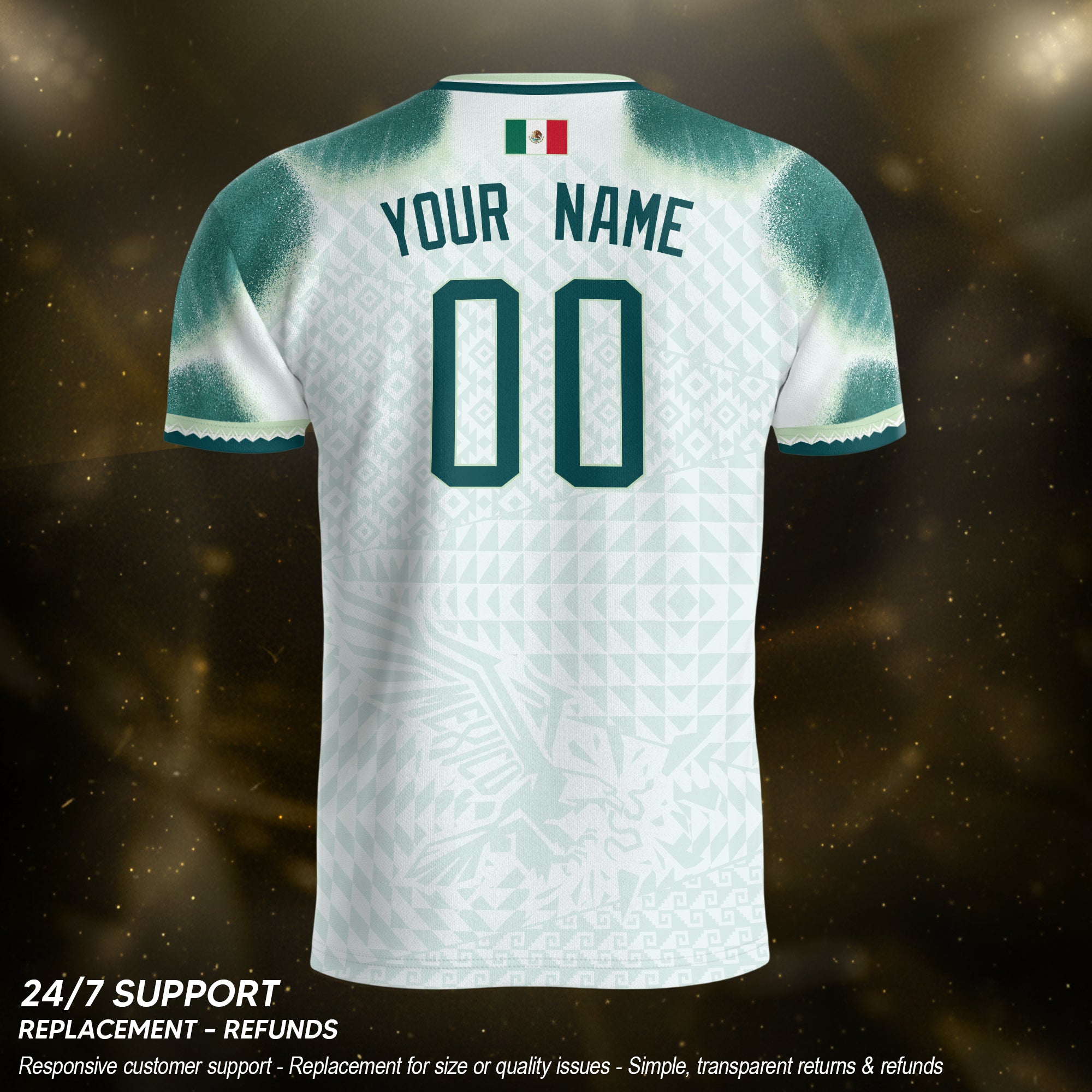 Custom White Mexico Jersey Personalized Name Number Adult Soccer Apparel Patriotic Tee