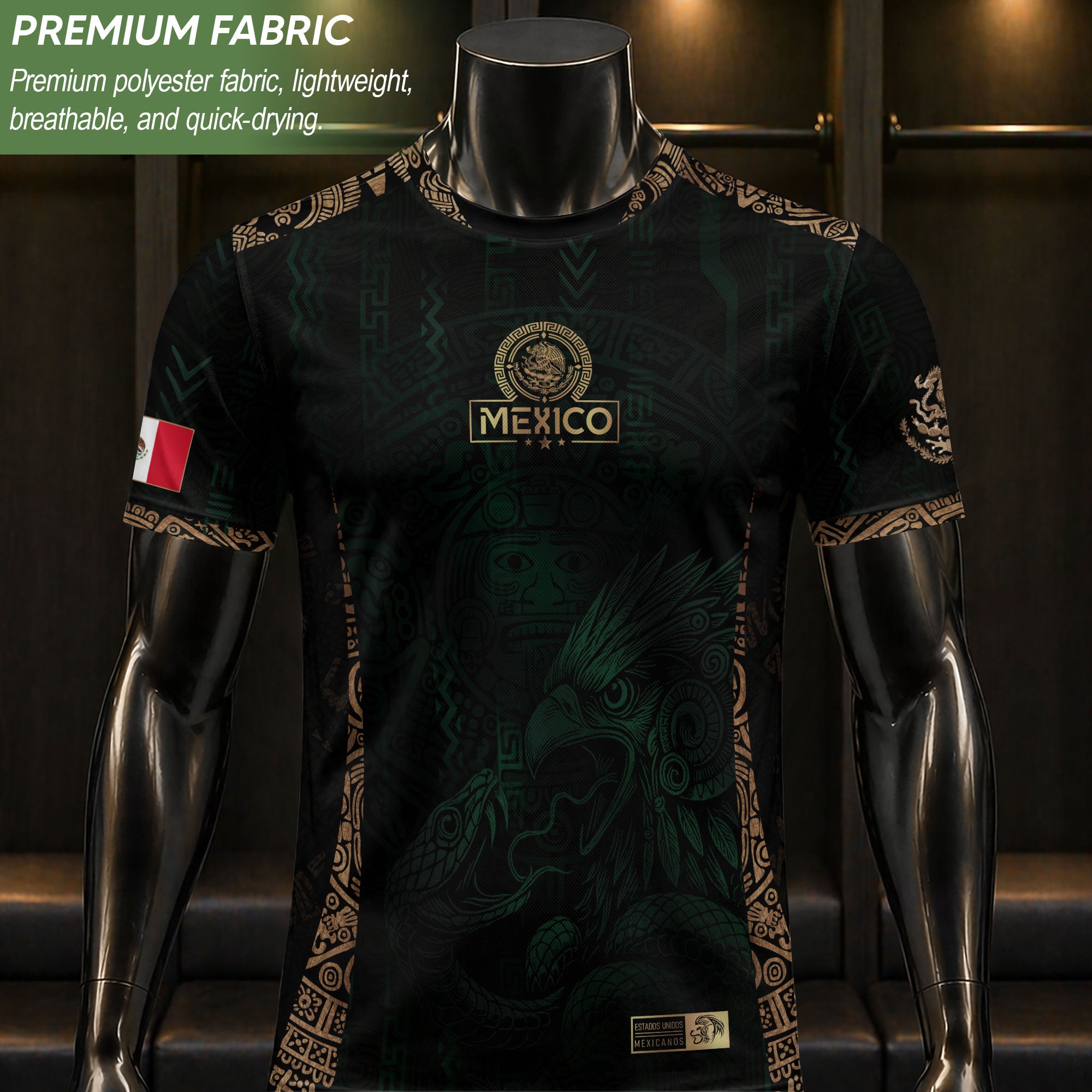 Mexico Green Gold Aztec Eagle Warrior Soccer Jersey