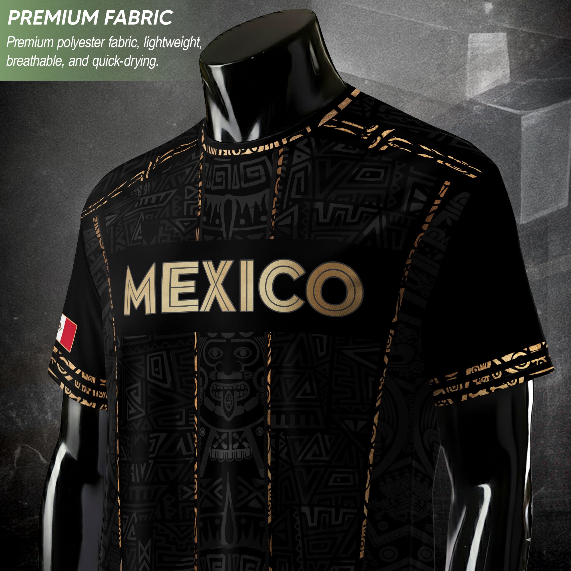 Mexico Soccer Jersey Black Design, Aztec Style Football Shirt for Fans