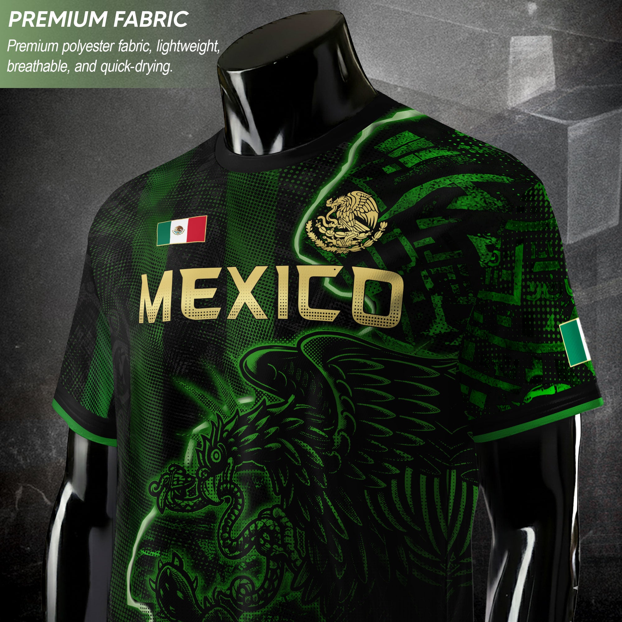 Mexico Soccer Jersey Green Black Electric Eagle - Mexico National Team Fan Heritage Shirt For Men, For Women