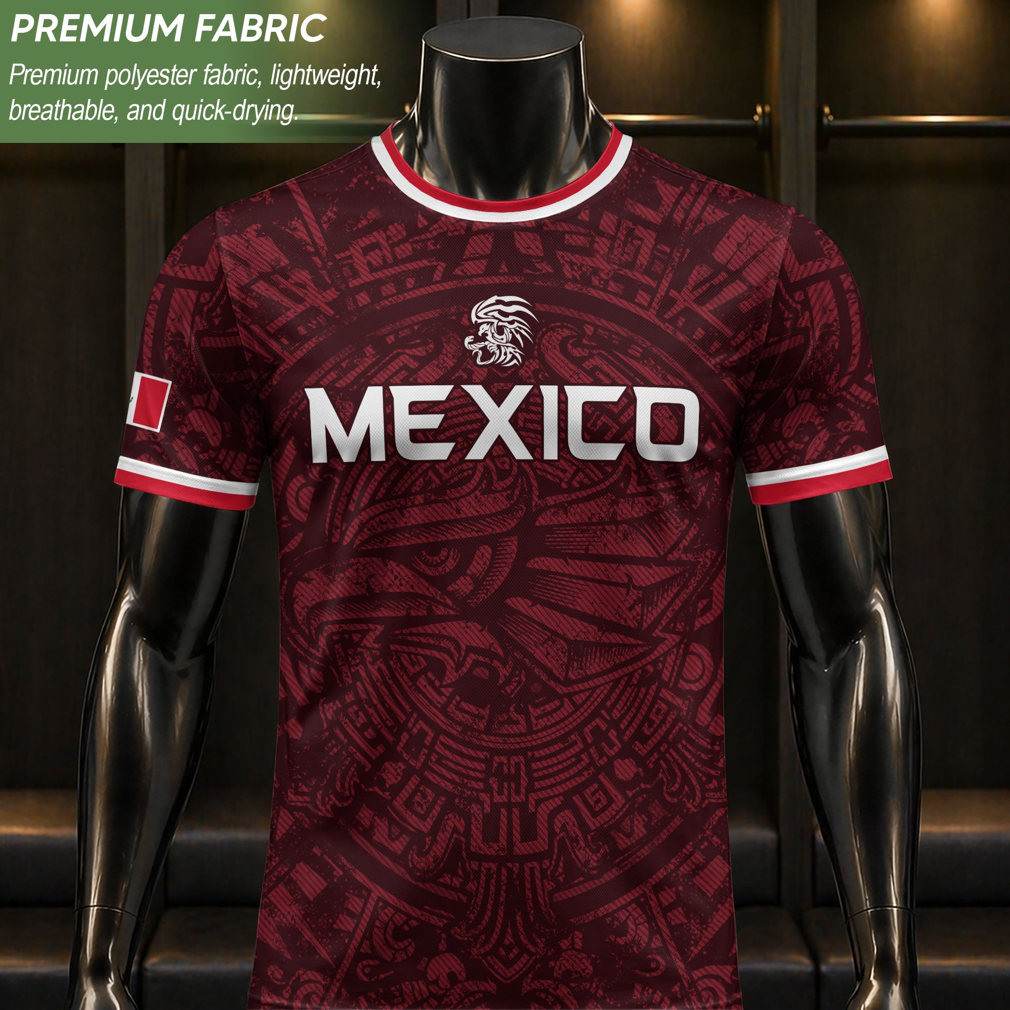 Men's Burgundy Mexico Aztec Eagle Graphic T-Shirt – Tribal Heritage Mexico Print Tee