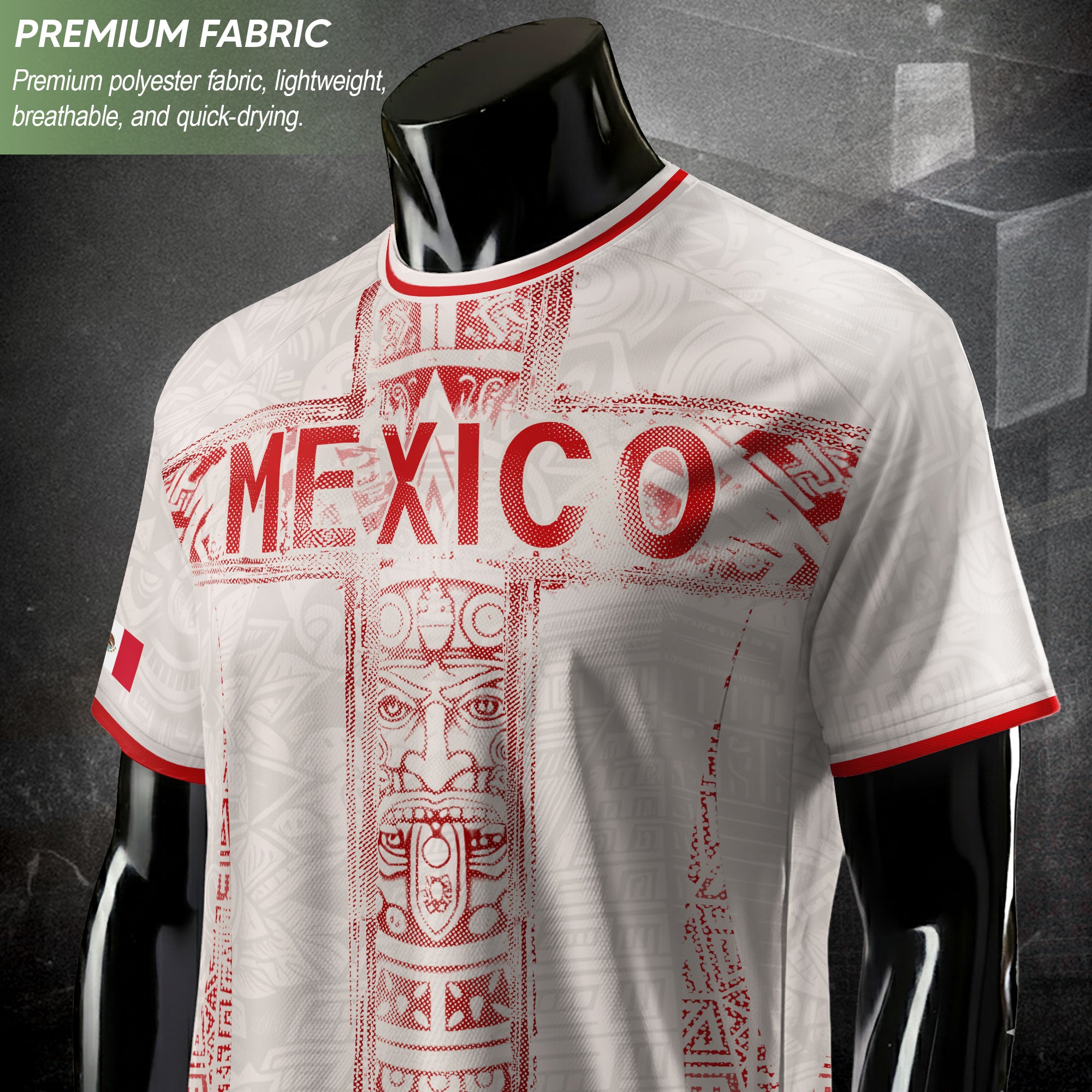 Mexico Soccer Jersey White Aztec Totem Heritage - Mexico Fan Football Design Men Shirt