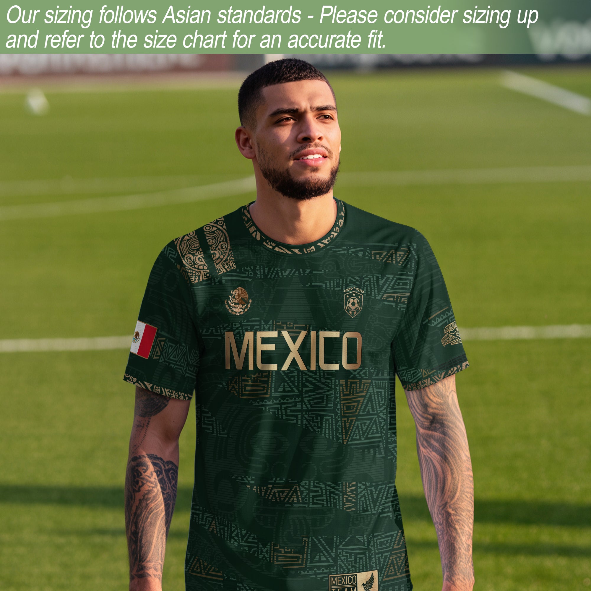 Camiseta de fútbol México Verde Oro Azteca Heritage