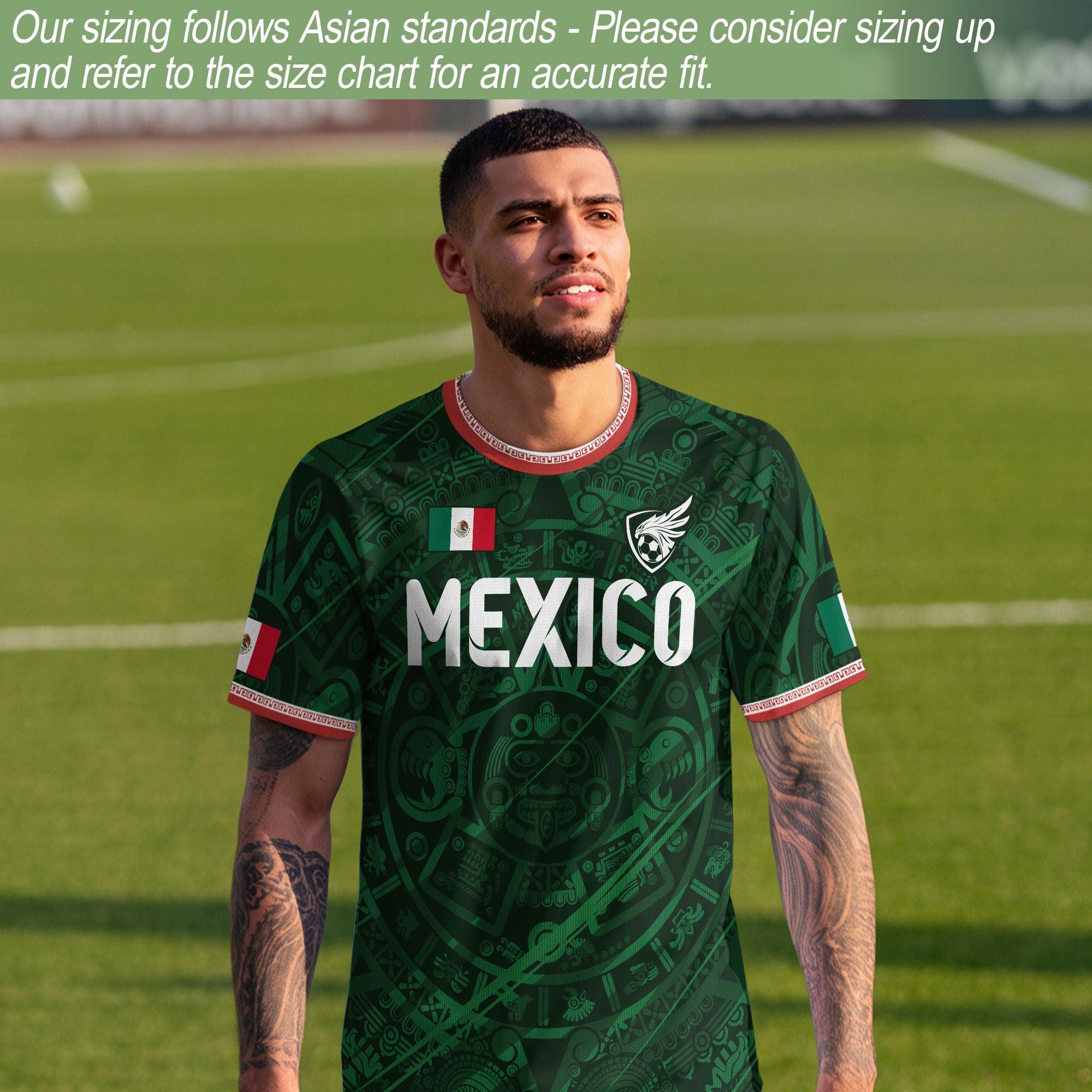 Mexico Green Aztec Calendar National Emblem Soccer Jersey
