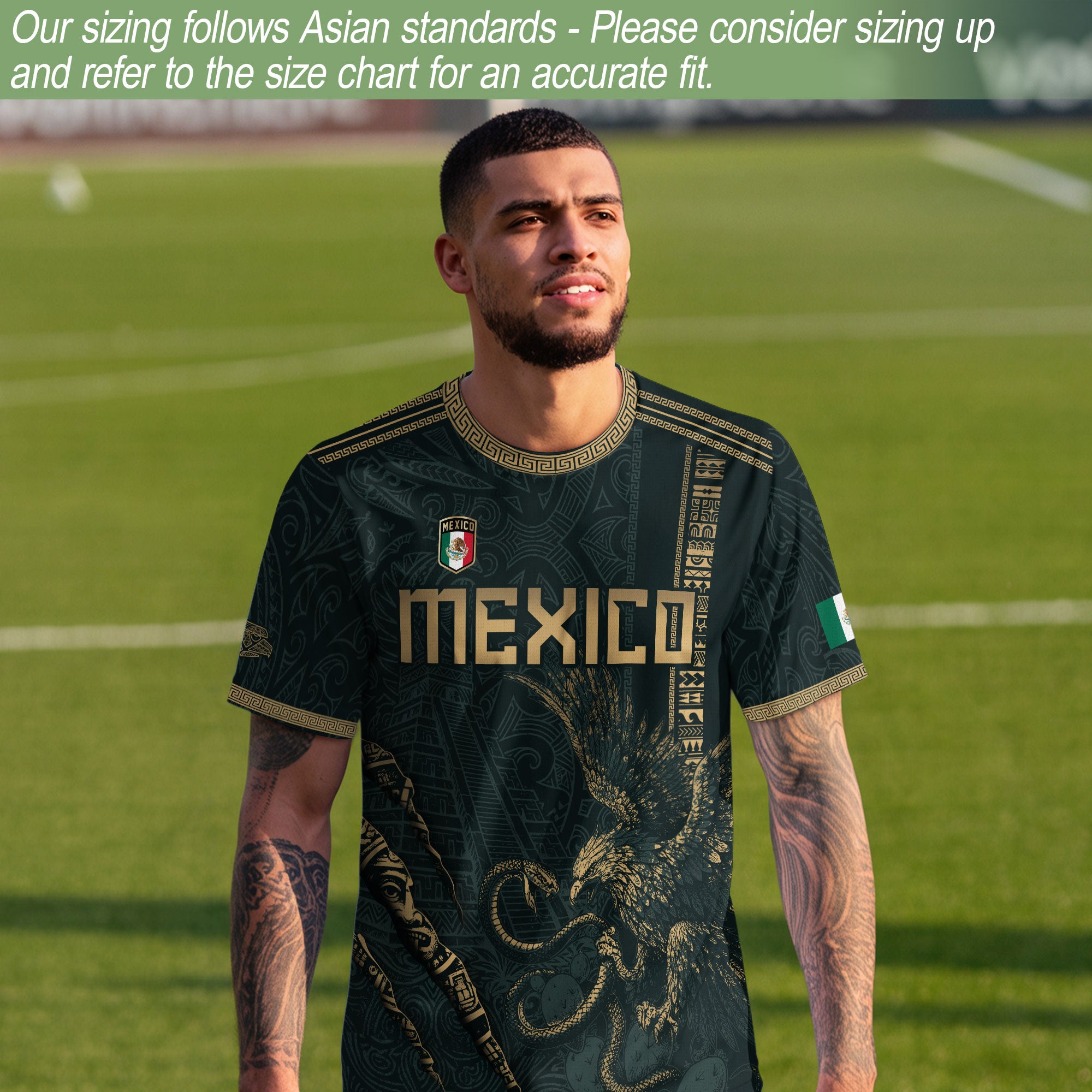 Mexico Soccer Jersey Dark Green Aztec Eagle and Warrior Claw Design