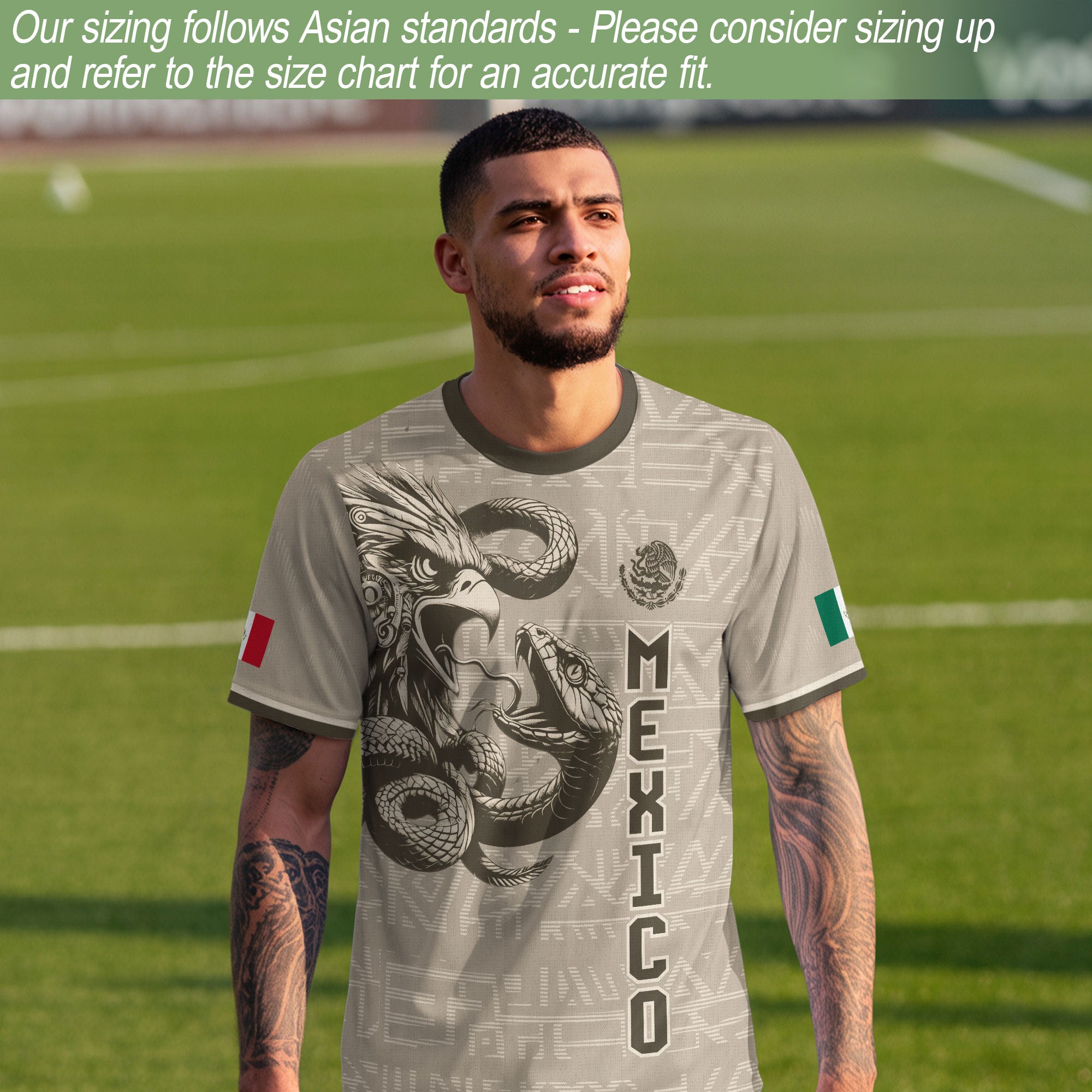 Mexico Beige Aztec Eagle Coat of Arms Soccer Jersey