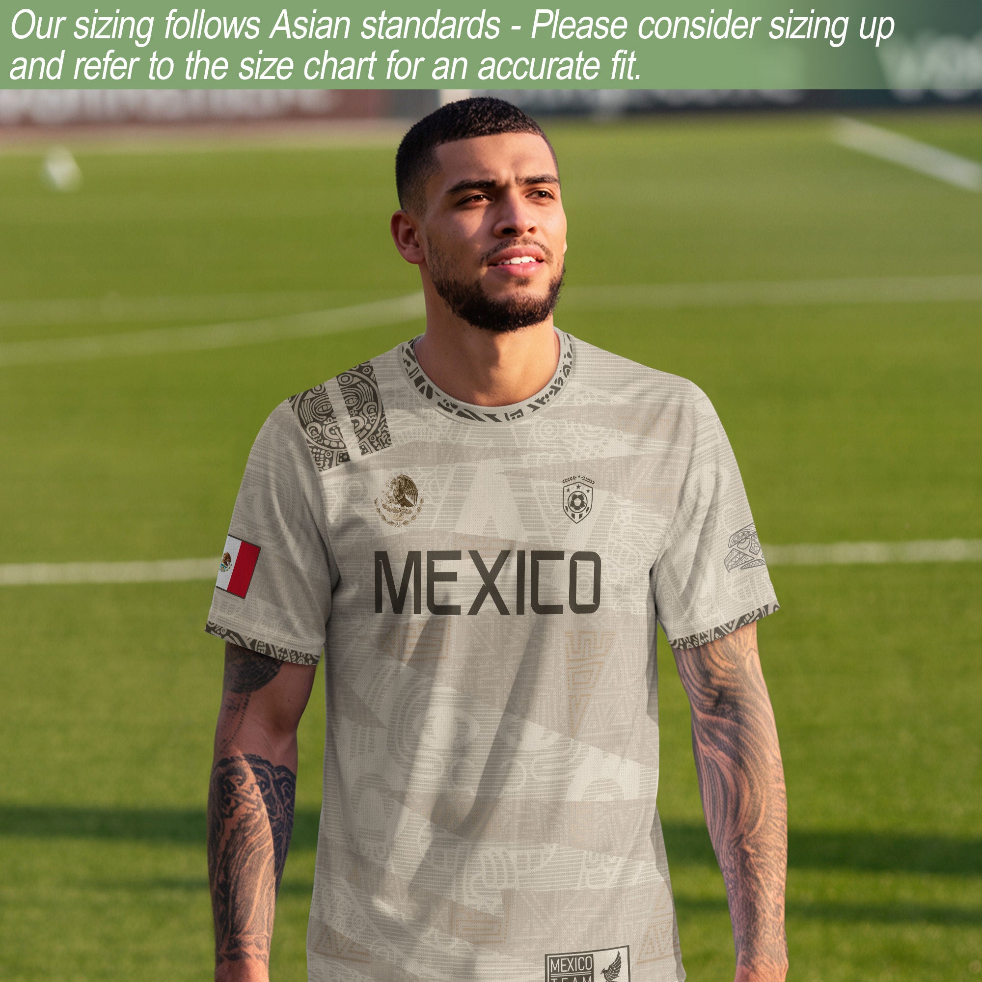 Camiseta de fútbol beige de la herencia azteca de México