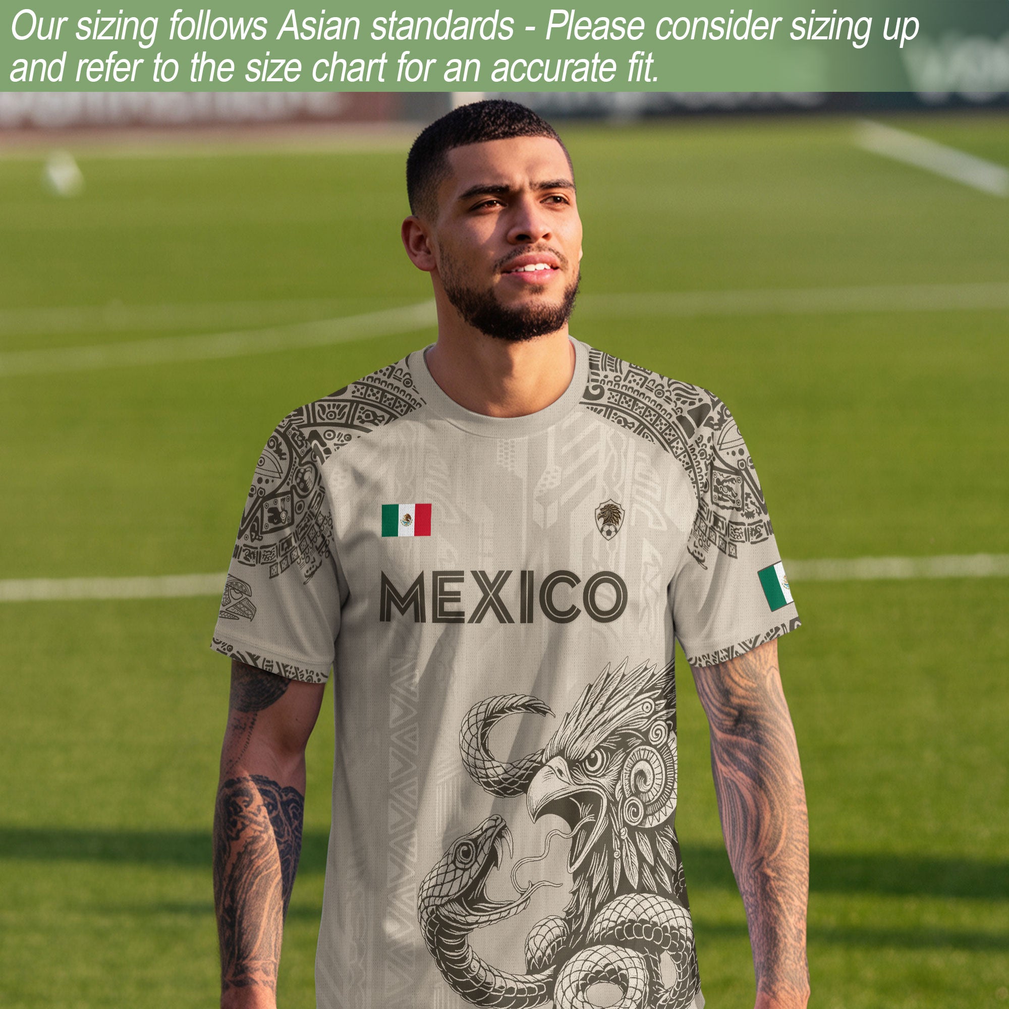 Mexico Beige Aztec Eagle Heritage Soccer Jersey