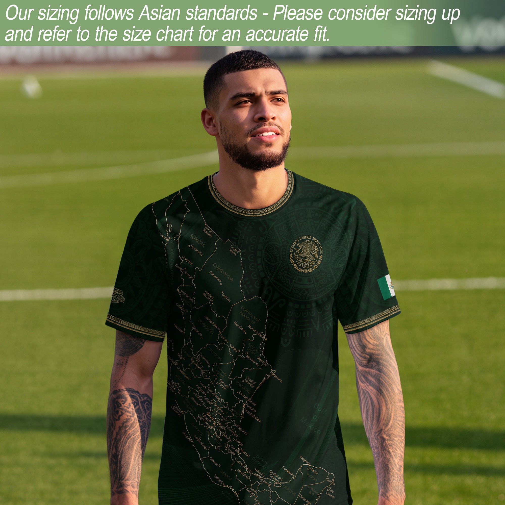 Mexico Green Map Design Aztec Heritage Pride Soccer Jersey