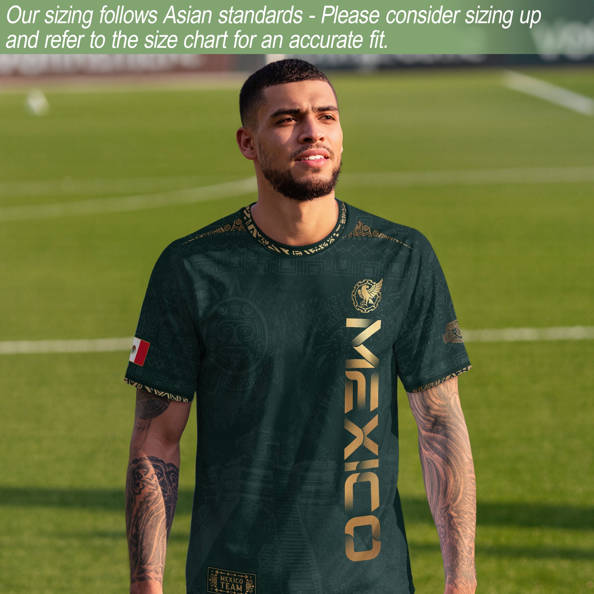 Mexico Dark Green Aztec Pyramid Heritage Estados Unidos Mexicanos Soccer Jersey