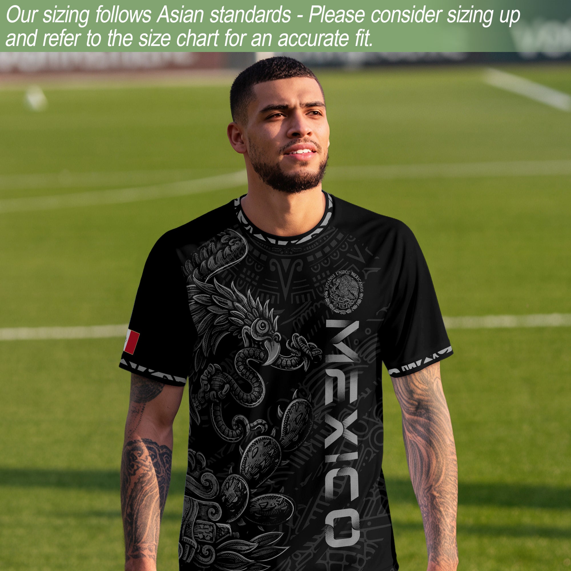 Mexico Black Grey Feathered Serpent Heritage Mens Football Soccer Jersey