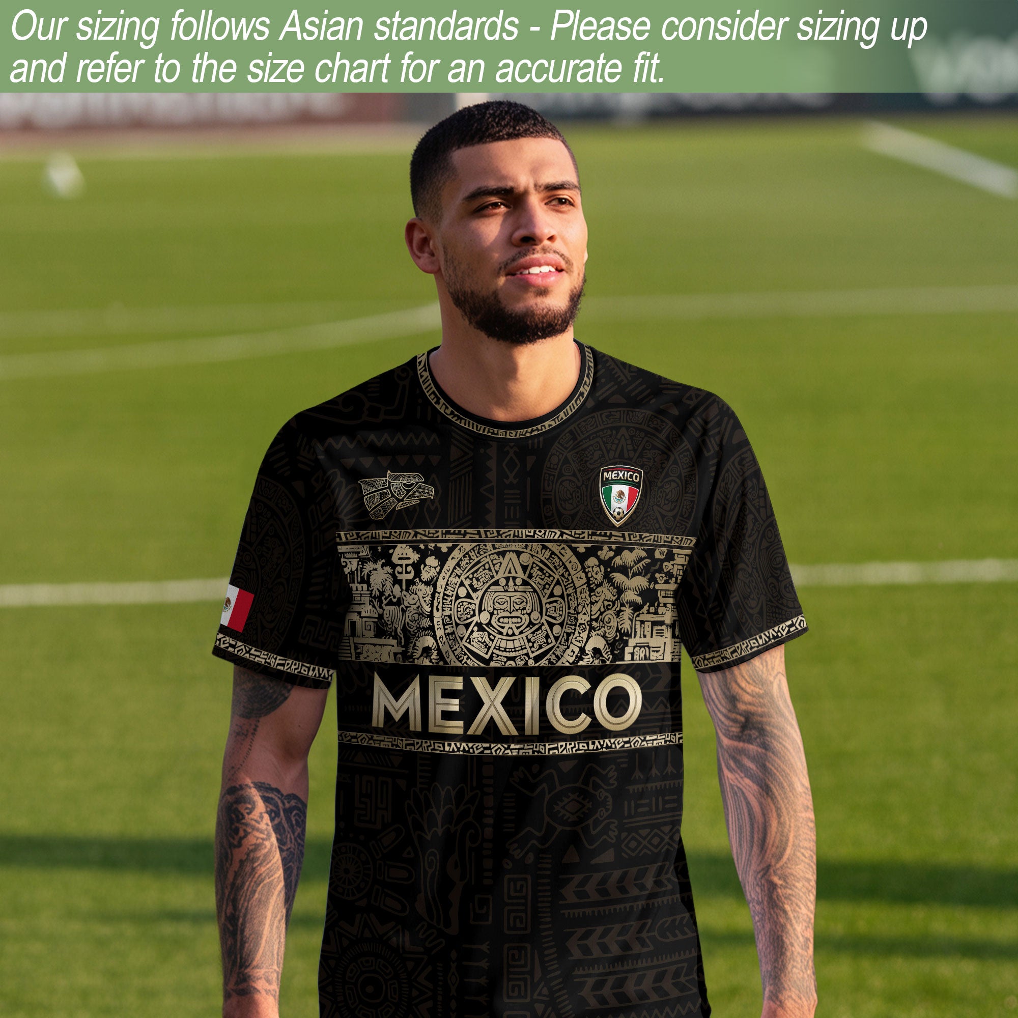 Mexico National Pride Soccer Jersey Black Gold, Cultural Identity Collection