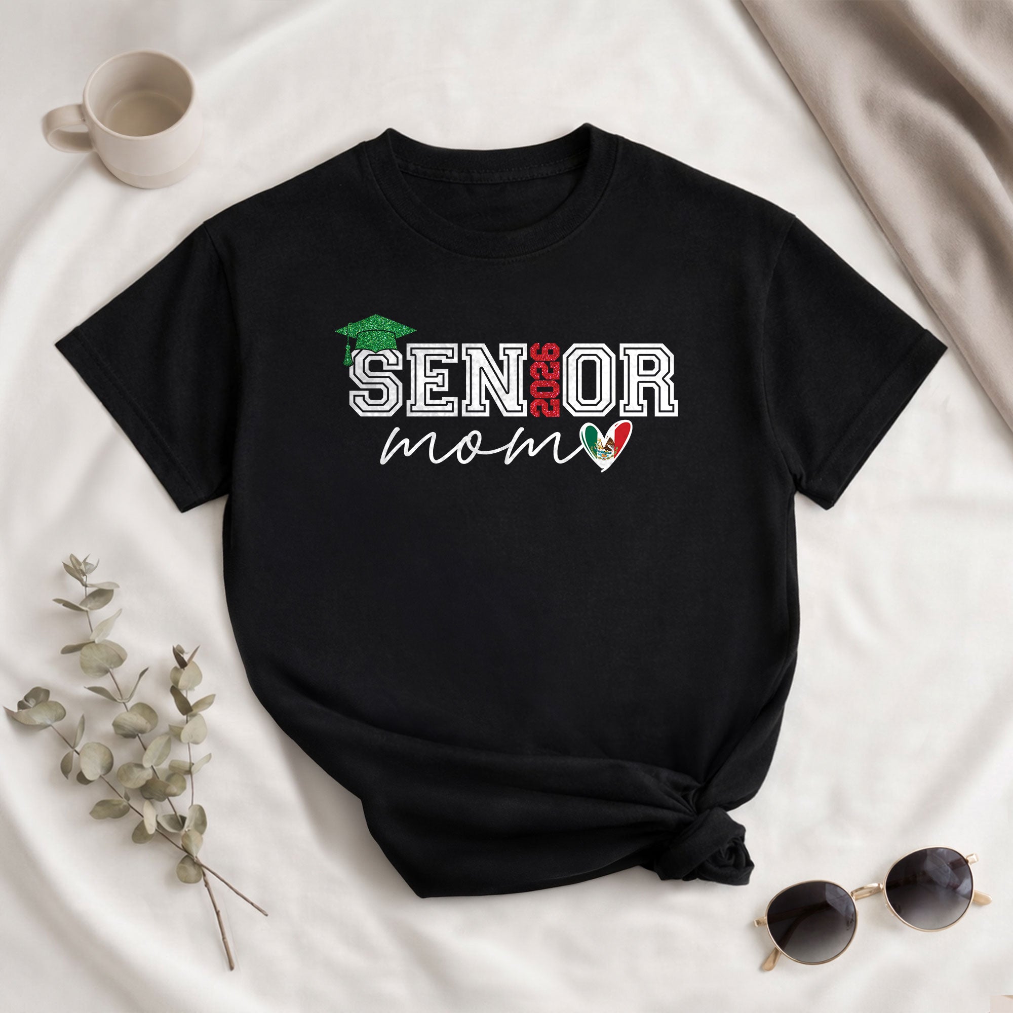 Senior Family 2026 T-Shirt Black Mexico Heart Graduation - Graduation Gift Tee