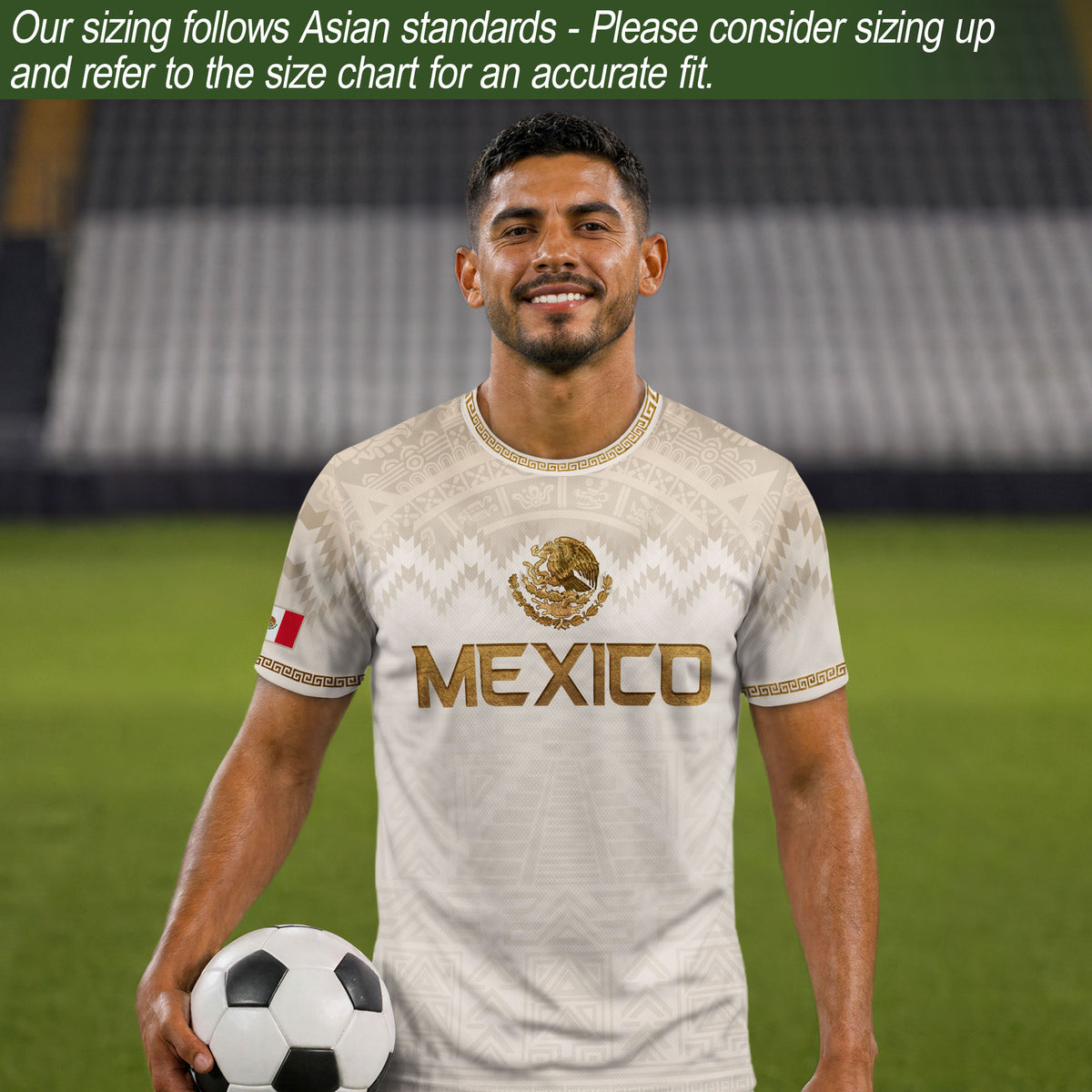 Men's Cream Beige Mexico Eagle Graphic T-Shirt – Aztec Inspired Heritage Print Tee