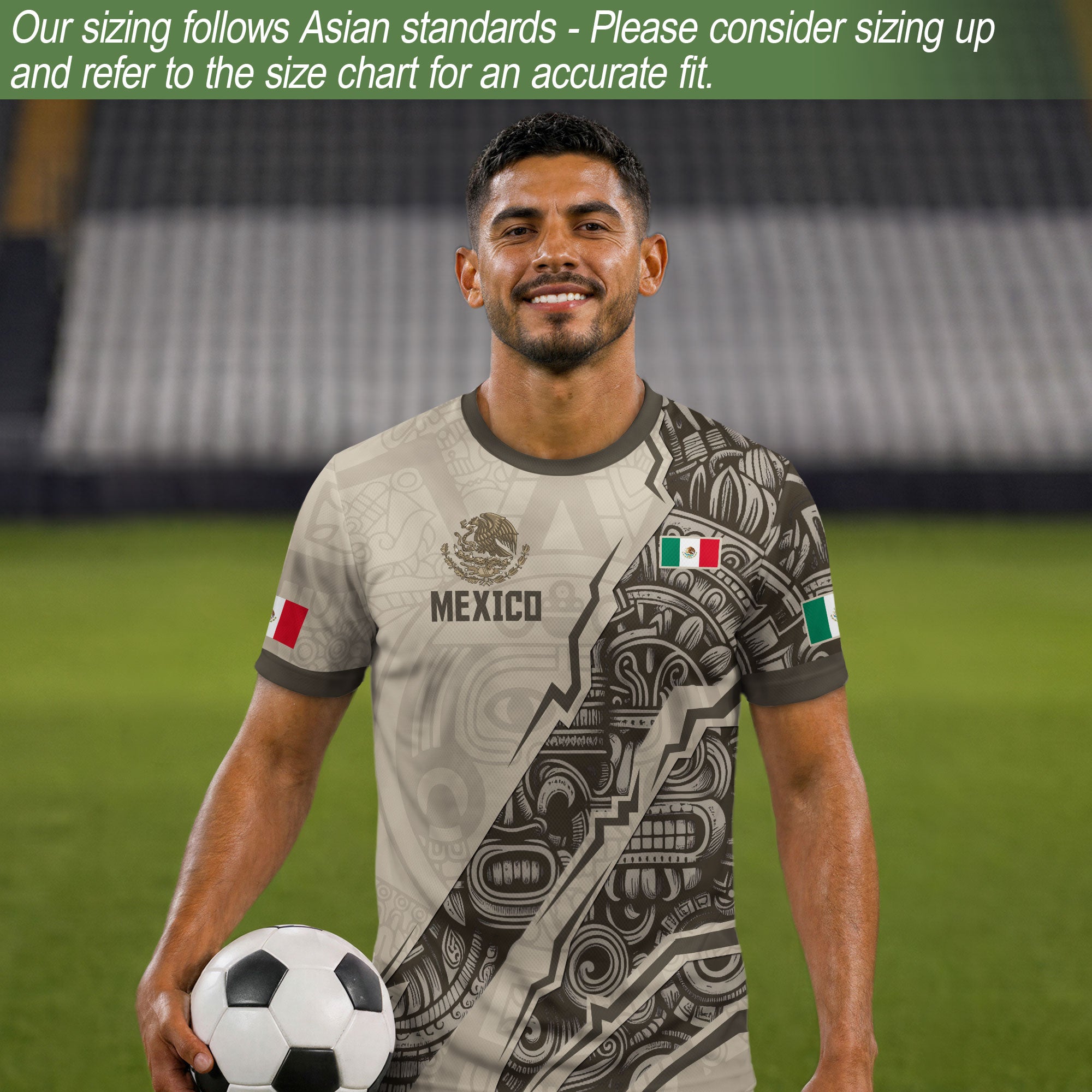 Camiseta de fútbol de la herencia del guerrero azteca del águila dorada negra de México