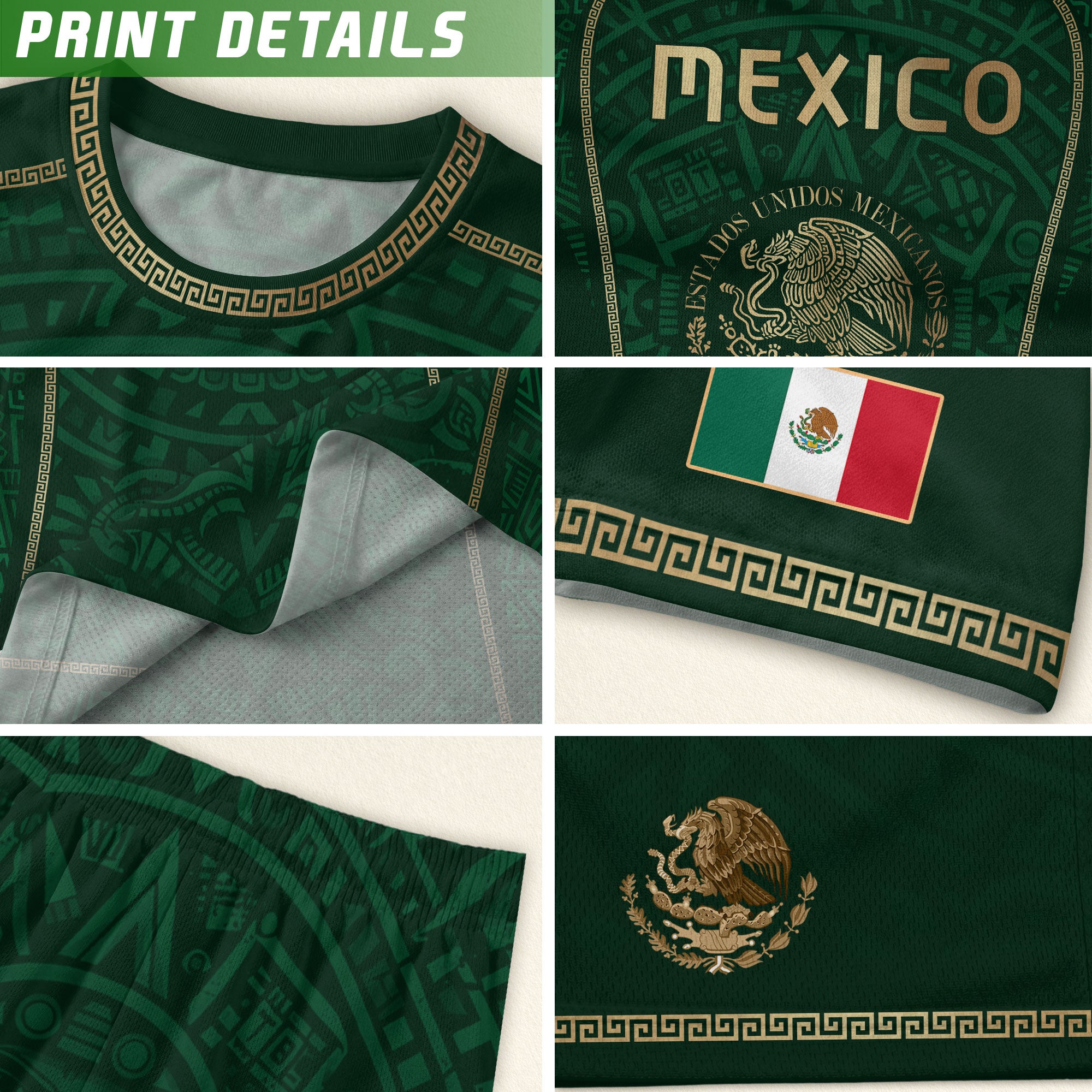 Camiseta de fútbol juvenil con estampado vertical del Águila Dorada Negra de México