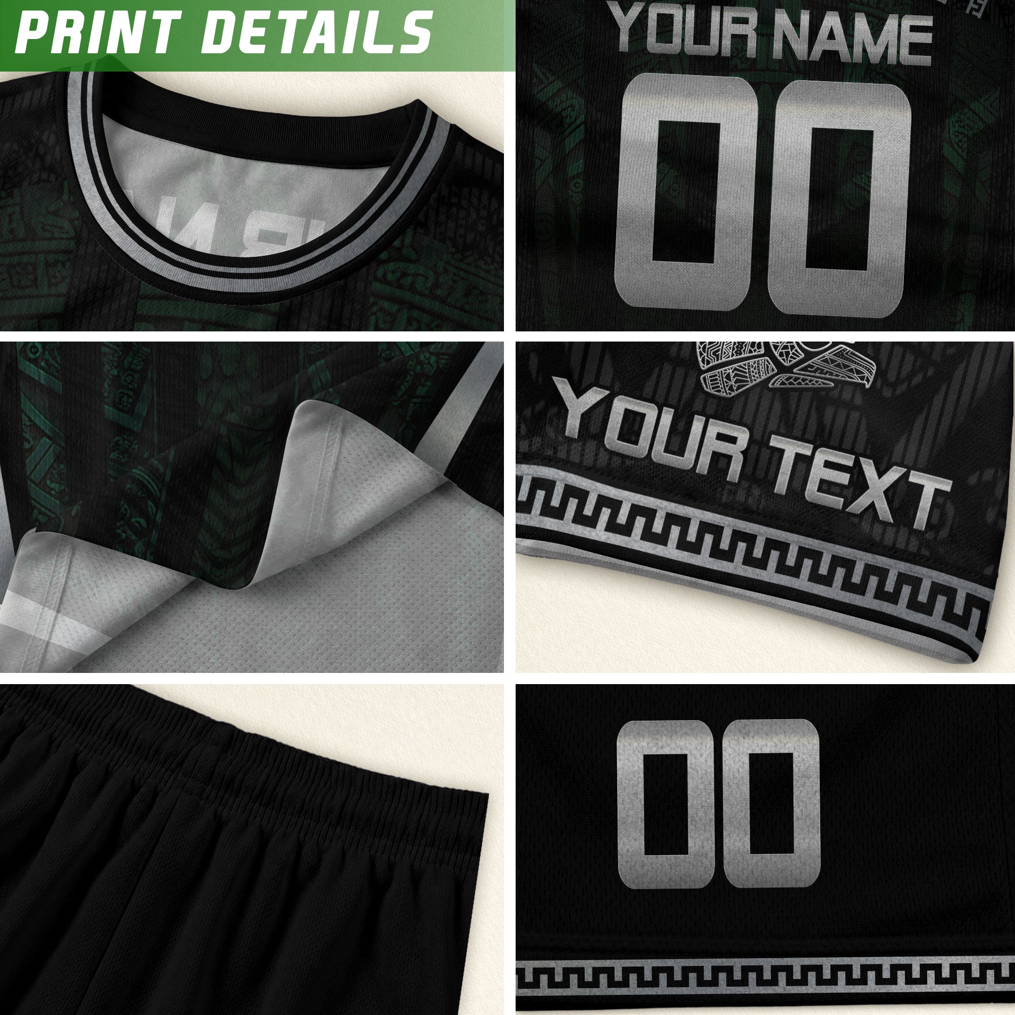 Camiseta de fútbol premium con emblema de águila azteca verde y dorado de México