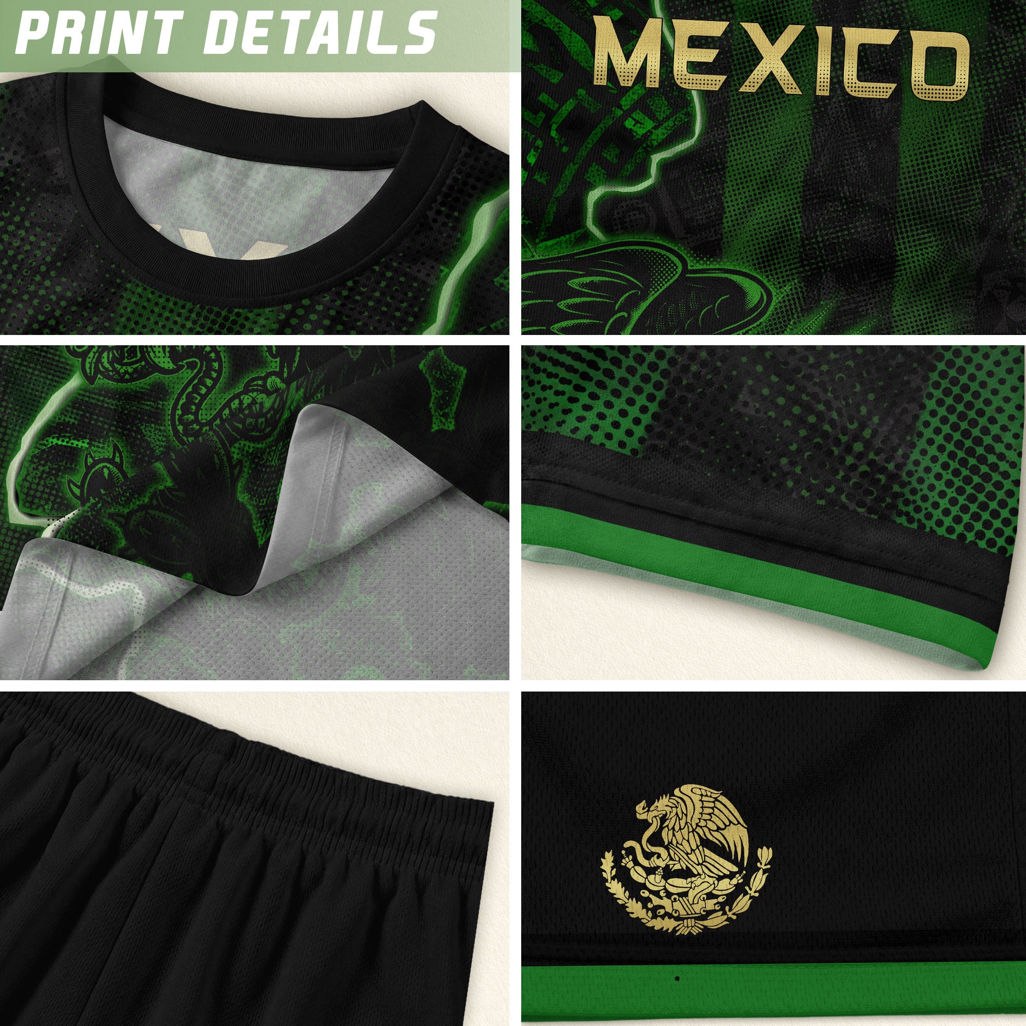 Mexico Soccer Jersey Green Black Electric Eagle - Mexico National Team Fan Heritage Shirt For Men, For Women