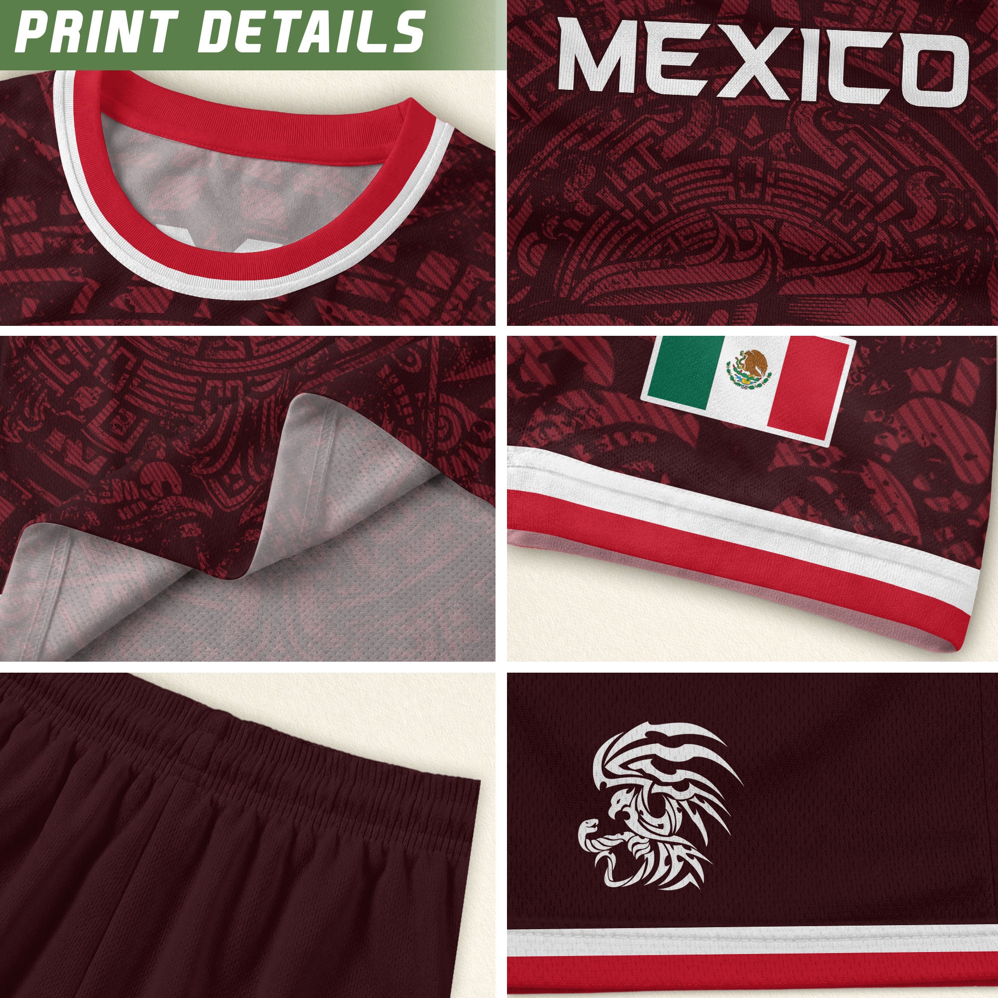 Men's Burgundy Mexico Aztec Eagle Graphic T-Shirt – Tribal Heritage Mexico Print Tee