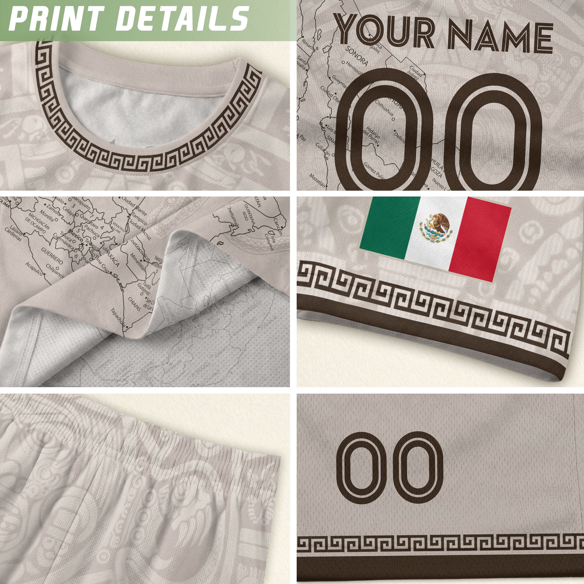 Mexico Soccer Jersey Custom Name - Vintage Map & Eagle Heritage White Football Shirt